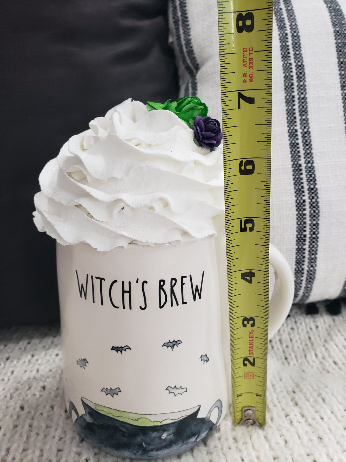 Rae Dunn &quot;Witch&#39;s Brew&quot; Mug &amp; Pip Posh Design Faux Sweet Décor White Whipped Topper