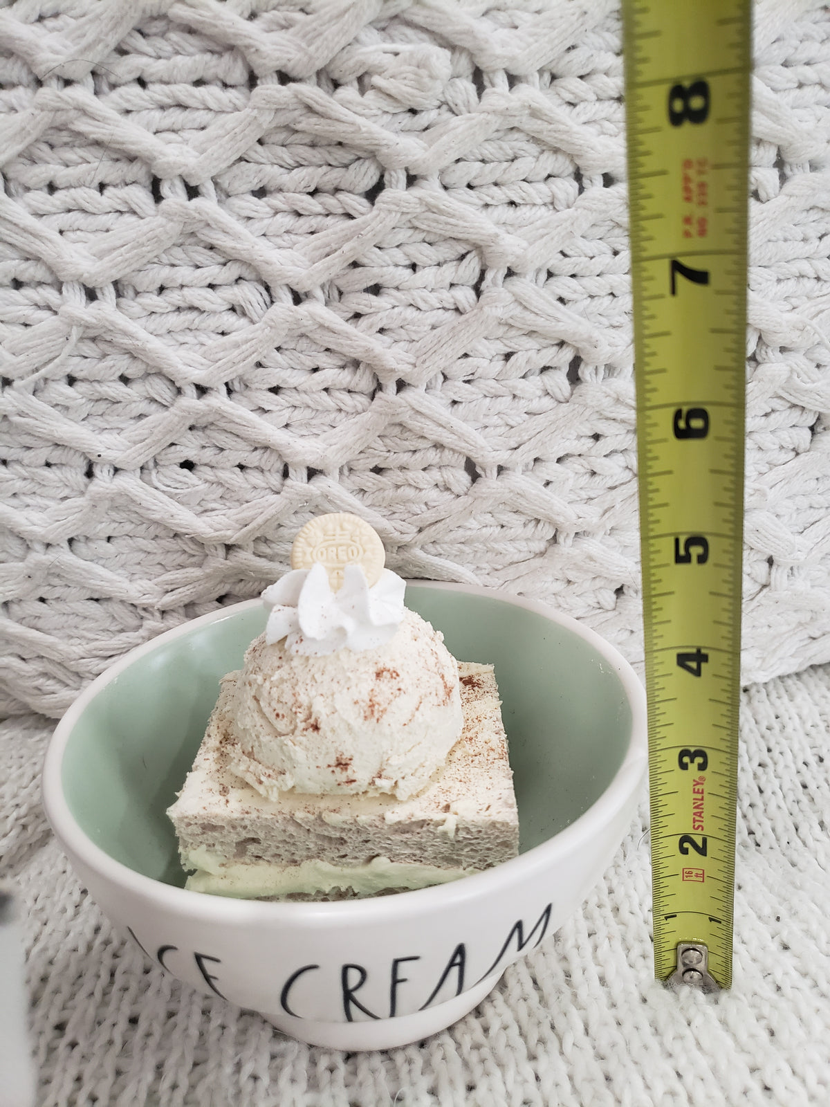 Rae Dunn &quot;Ice Cream&quot; Bowl &amp; Pip Posh Design Faux Sweet Décor Vanilla Ice Cream Cake Dessert Collection