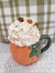 Pip Posh Design Faux Sweet Décor Orange Pumpkin Harvest Mug & Ivory Sunflower Whipped Topper