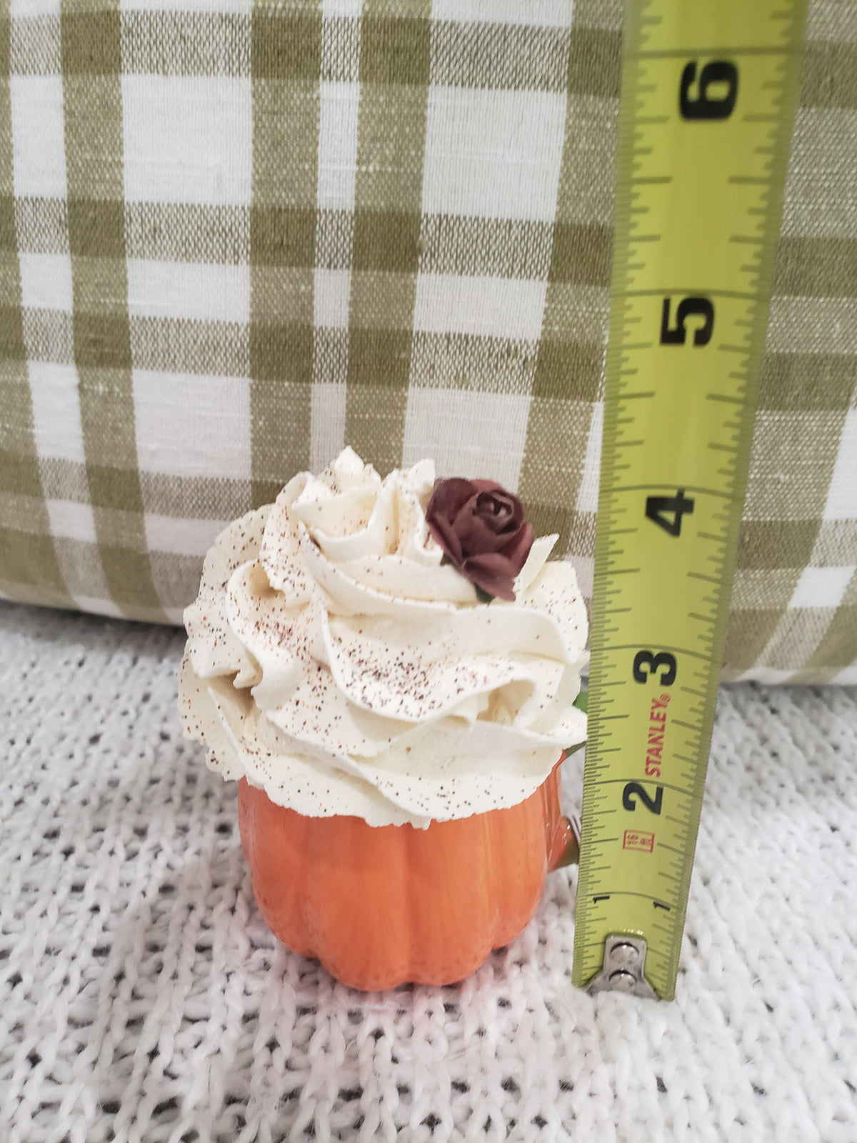 Pip Posh Design Faux Sweet Décor Mini Orange Pumpkin Mug &amp; Ivory Whipped Topper