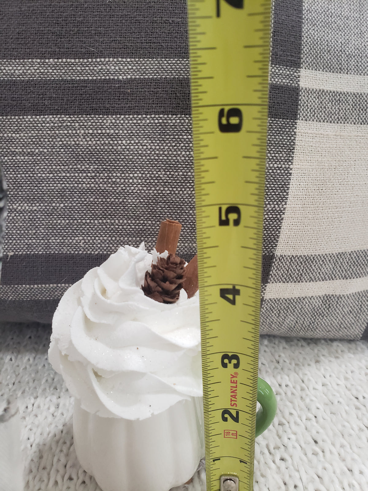 Pip Posh Design Faux Sweet Décor Mini White Pumpkin Mug &amp; Ivory Cinnamon Stick Whipped Topper