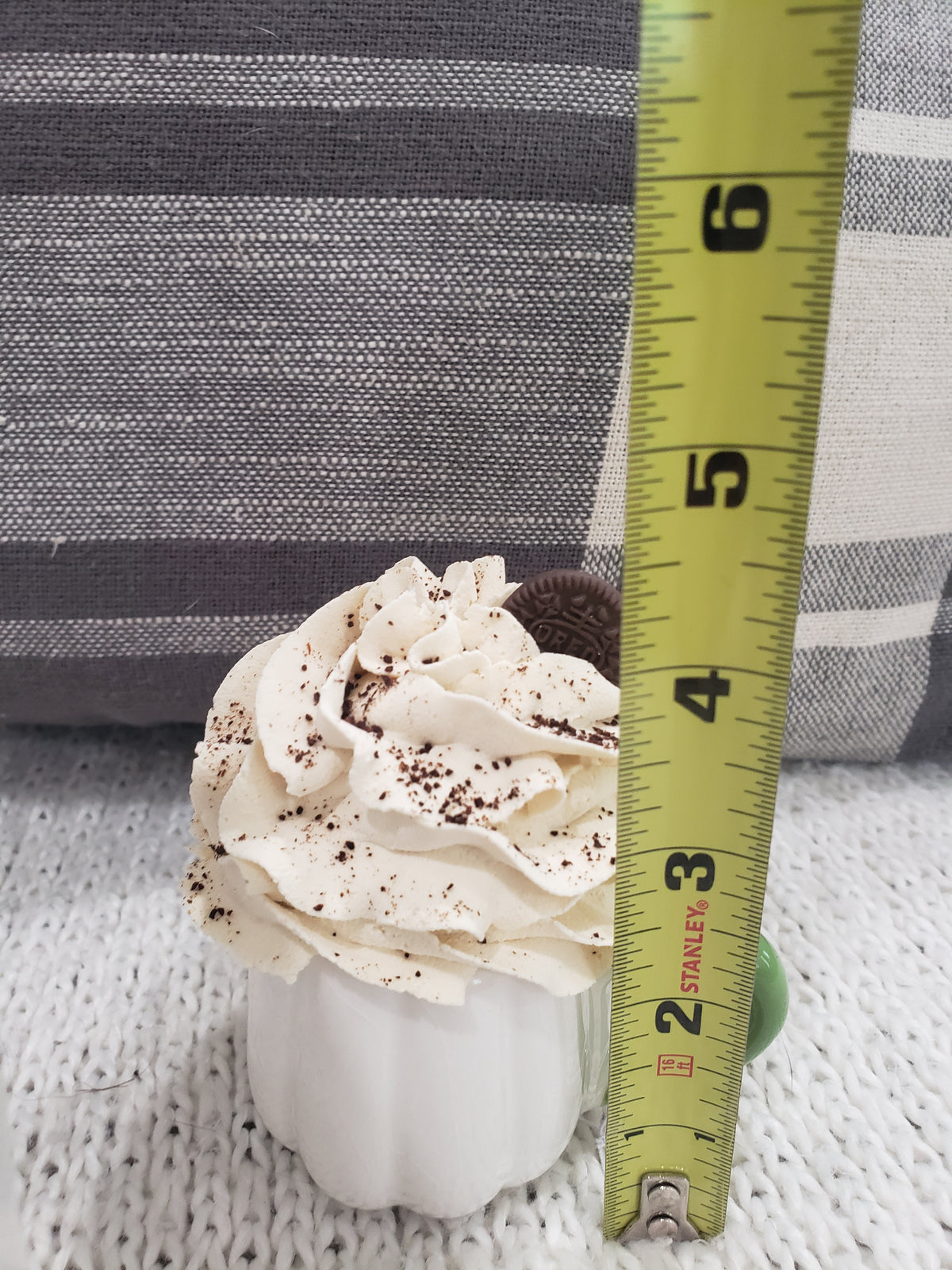 Pip Posh Design Faux Sweet Décor Mini White Pumpkin Mug &amp; Ivory Oreo Cookie Whipped Topper