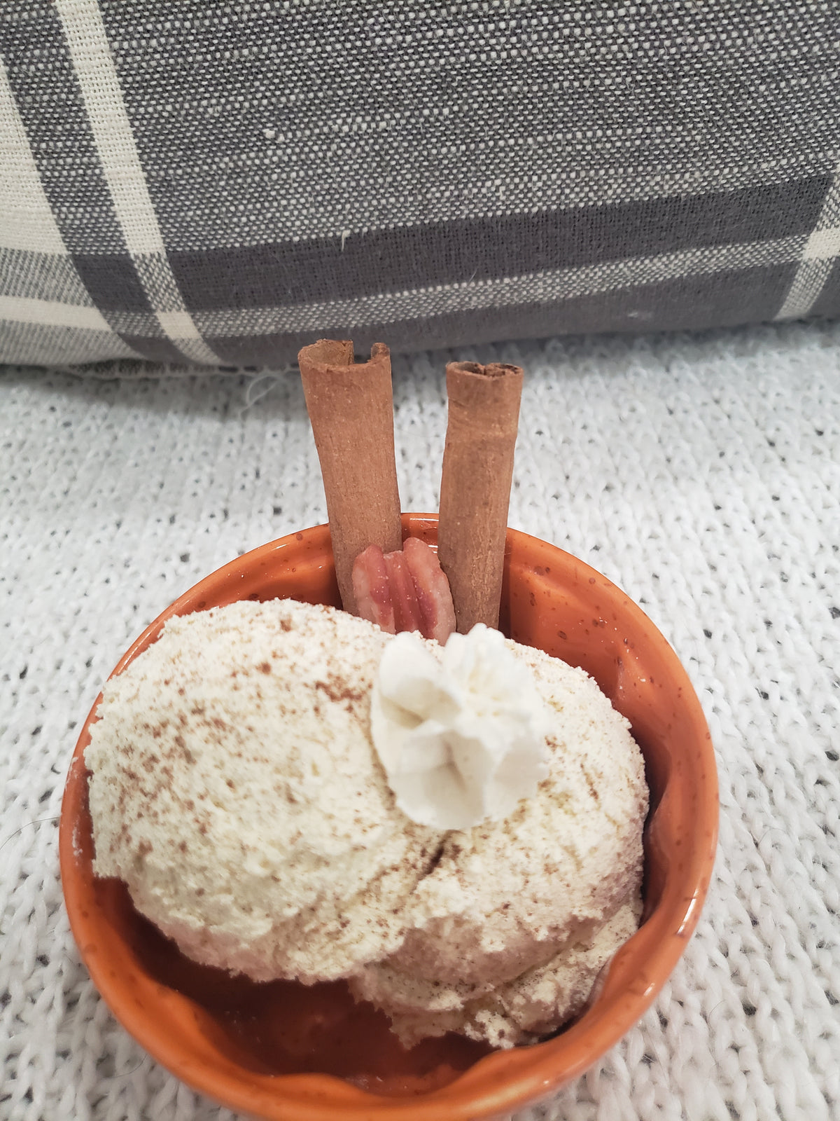 Pip Posh Design Faux Sweet Décor Mini Cinnamon Sticks Vanilla Ice Cream In A Orange Dish Dessert Collection