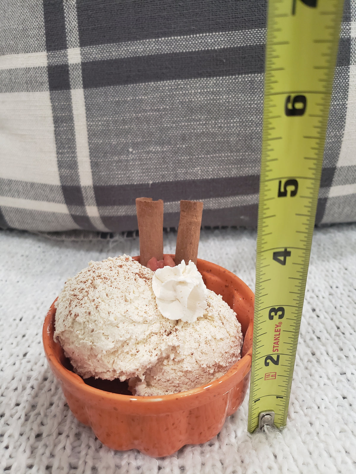 Pip Posh Design Faux Sweet Décor Mini Cinnamon Sticks Vanilla Ice Cream In A Orange Dish Dessert Collection