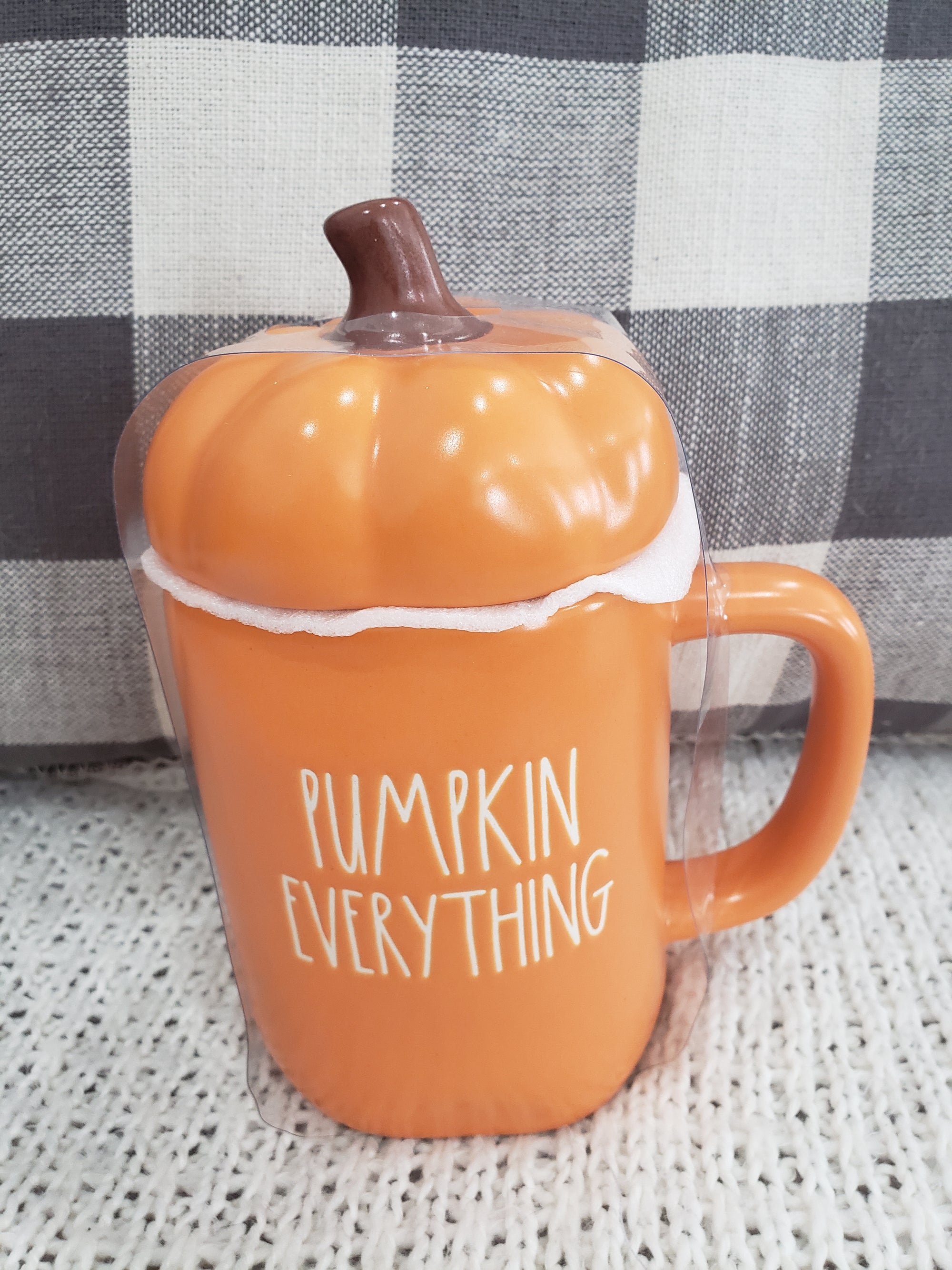 Rae Dunn "Pumpkin Everything" Orange Mug & Pumpkin Lid Warmer