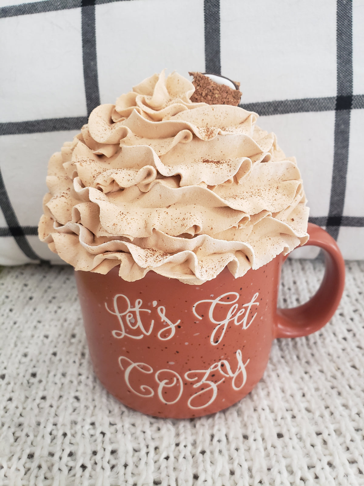 Pip Posh Design Faux Sweet Décor &quot;Let&#39;s Get Cozy&quot; Mug &amp; S&#39;mores Whipped Topper