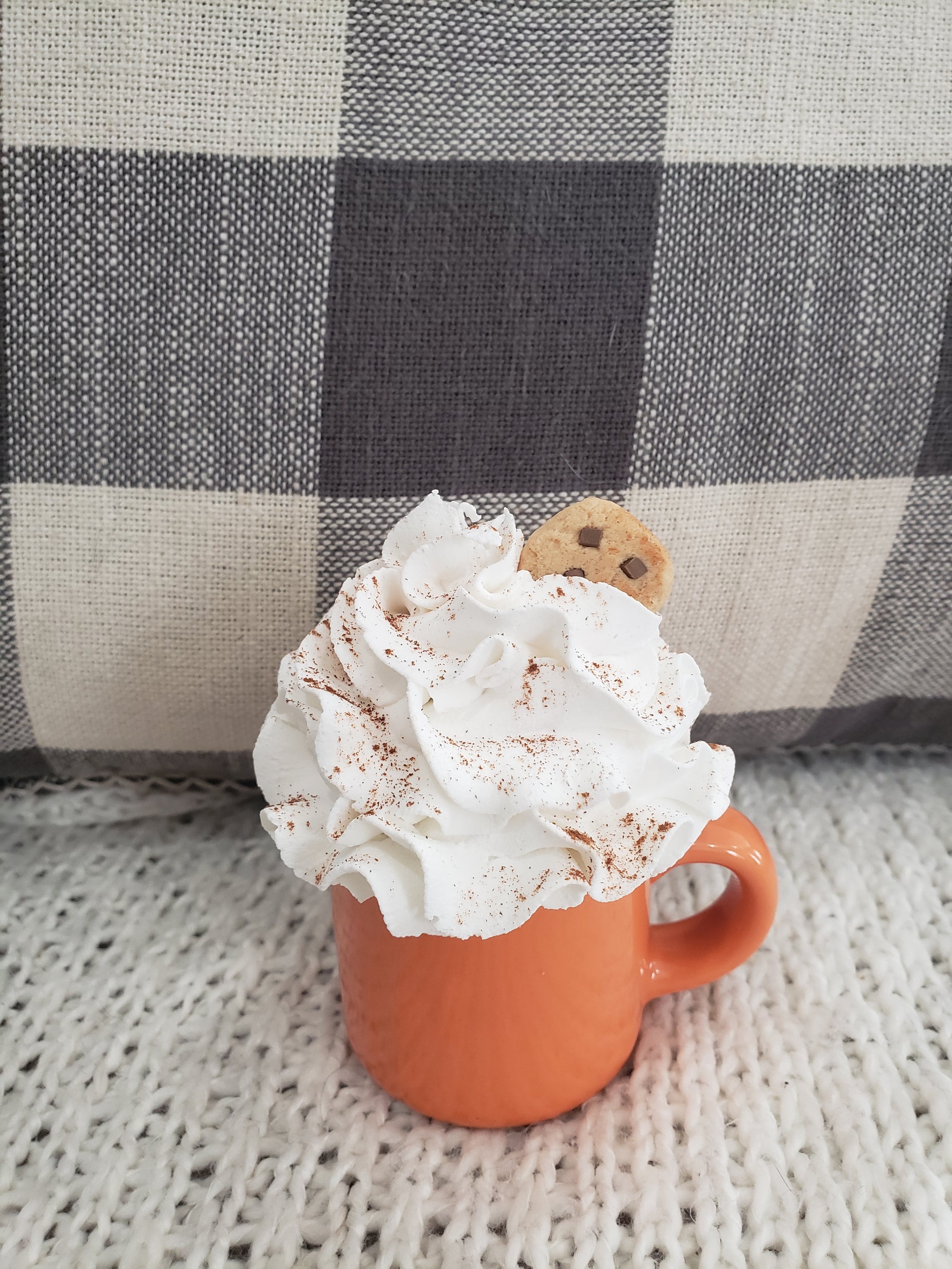 Pip Posh Design Faux Sweet Décor Mini Orange Mug & White Whipped Cookie Topper