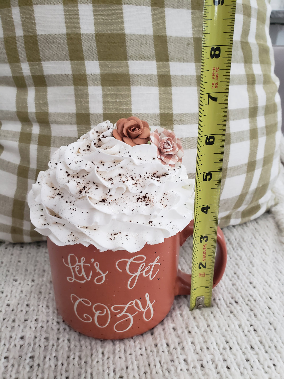 Pip Posh Design Faux Sweet Décor  &quot;Let&#39;s Get Cozy&quot; Mug &amp; White Whipped Topper