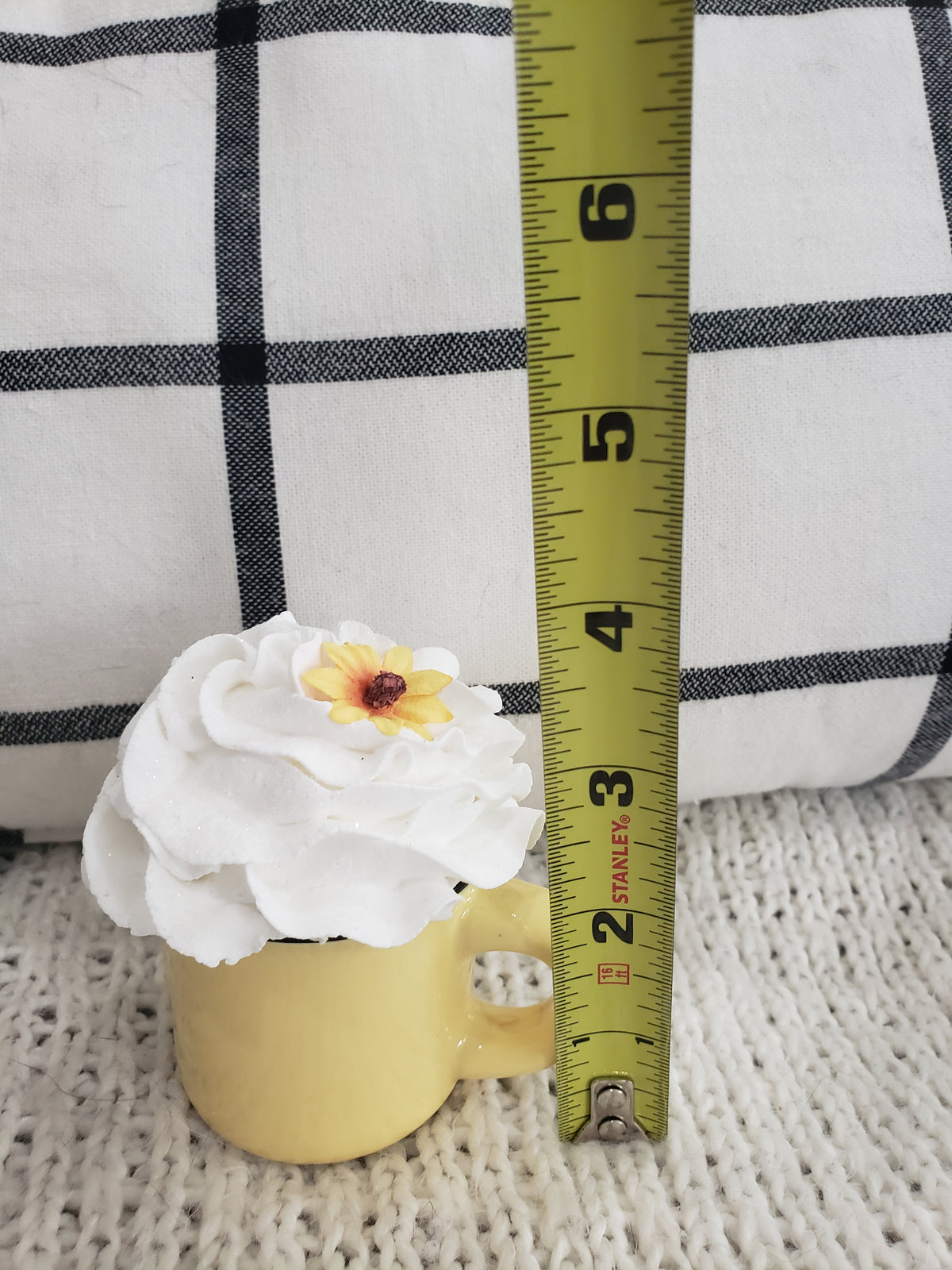 Pip Posh Design Faux Sweet Décor Mini Yellow Mug &amp; Whipped Sunflower Topper
