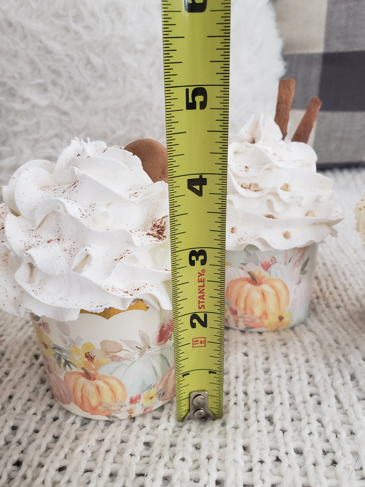Pip Posh Design Faux Sweet Décor Fall Pumpkin Cupcake Assortment Set of 4