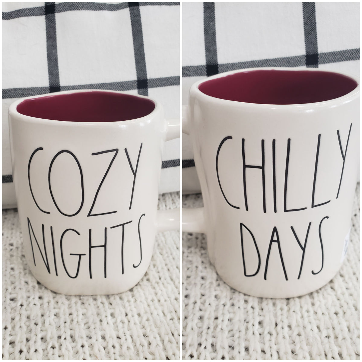 Rae Dunn &quot;Cozy Nights &amp; Chilly Days&quot; Double Sided Mug Collection