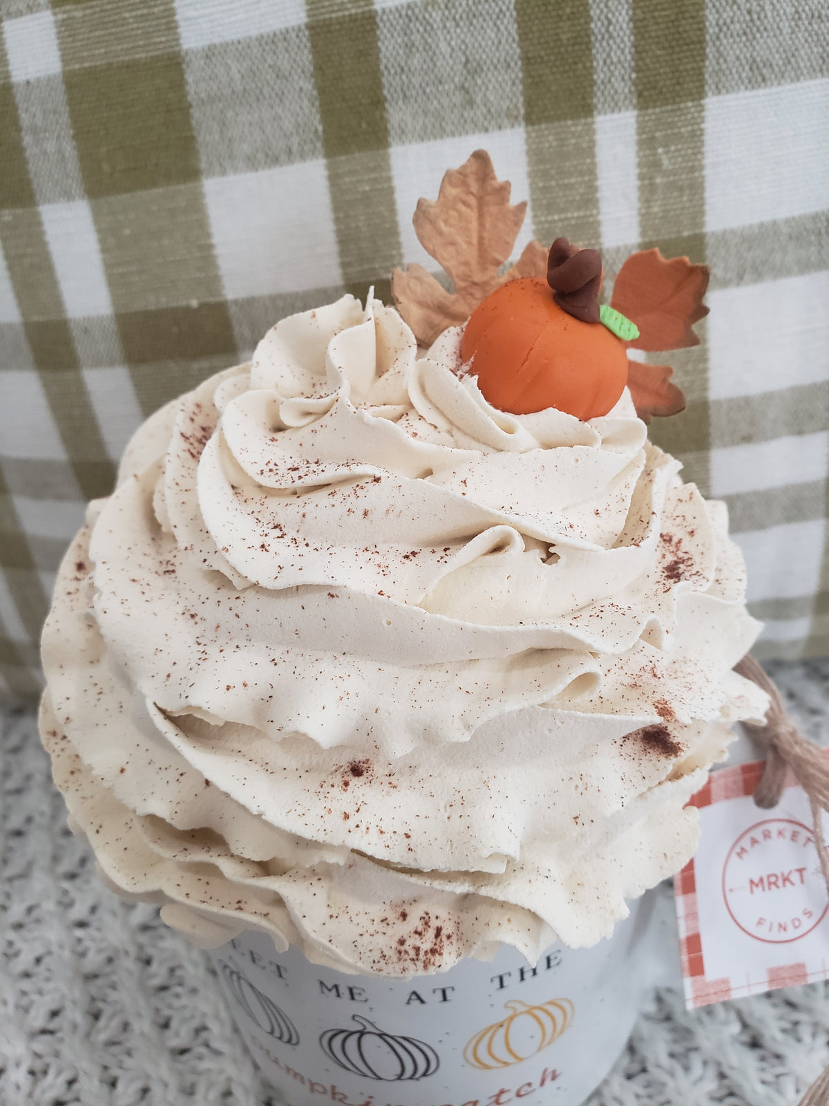 Pip Posh Design Faux Sweet Décor &quot;Meet Me At The Pumpkin Patch Mug &amp; Ivory Whipped Topper Fall Collection