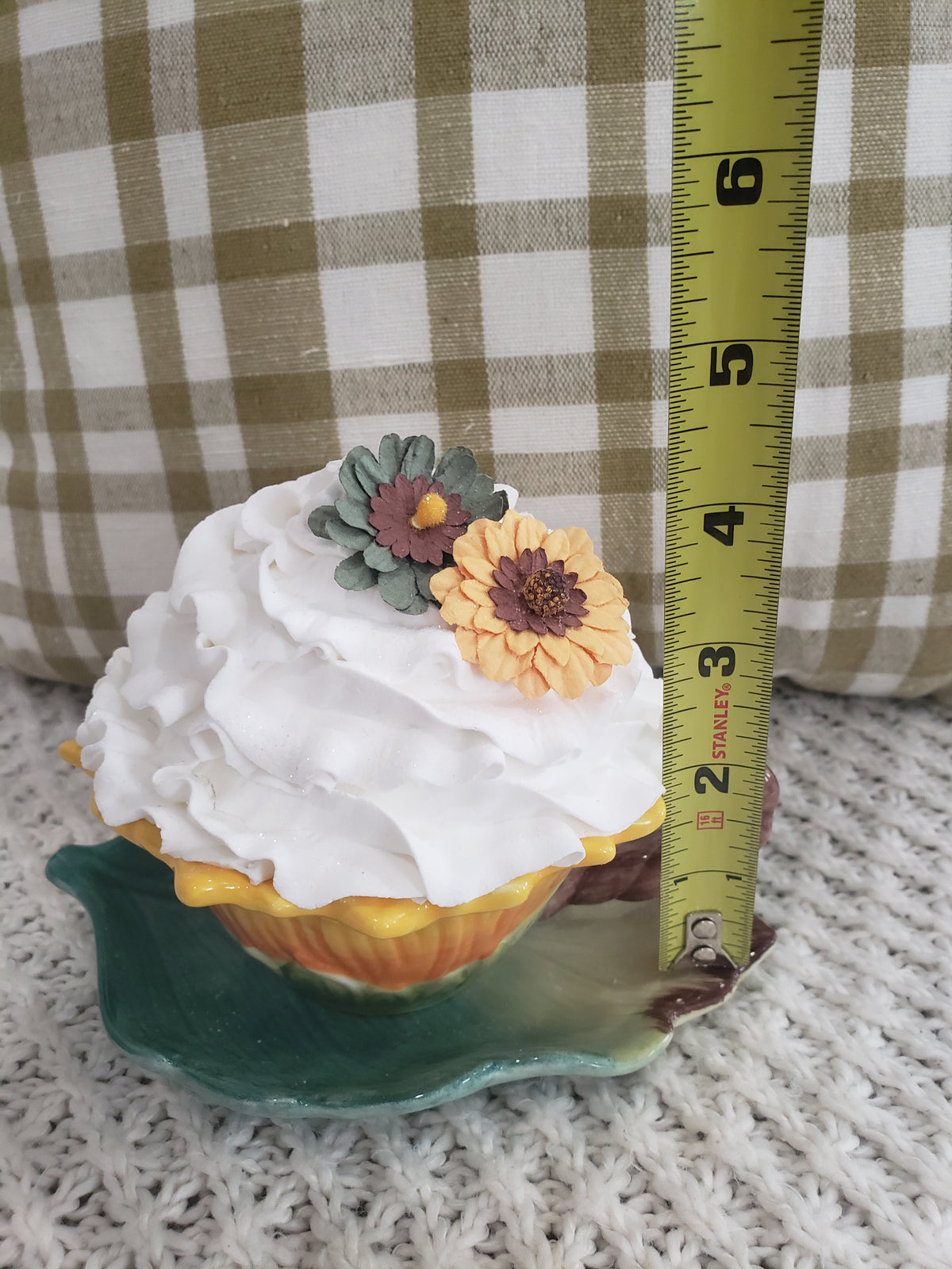 Pip Posh Design Faux Sweet Décor Sunflower Tea Cup &amp; Whipped Sunflower Topper