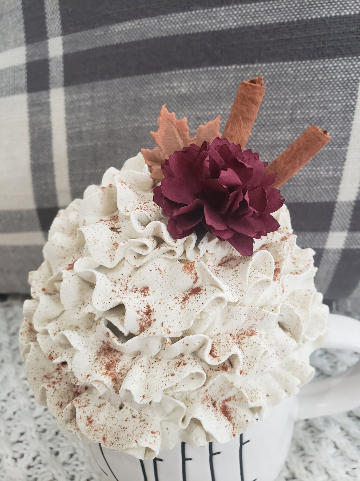 Rae Dunn &quot;Coffee&quot; White Mug &amp; Pip Posh Design Faux Sweet Décor Ivory Whipped Topper Fall Harvest Collection