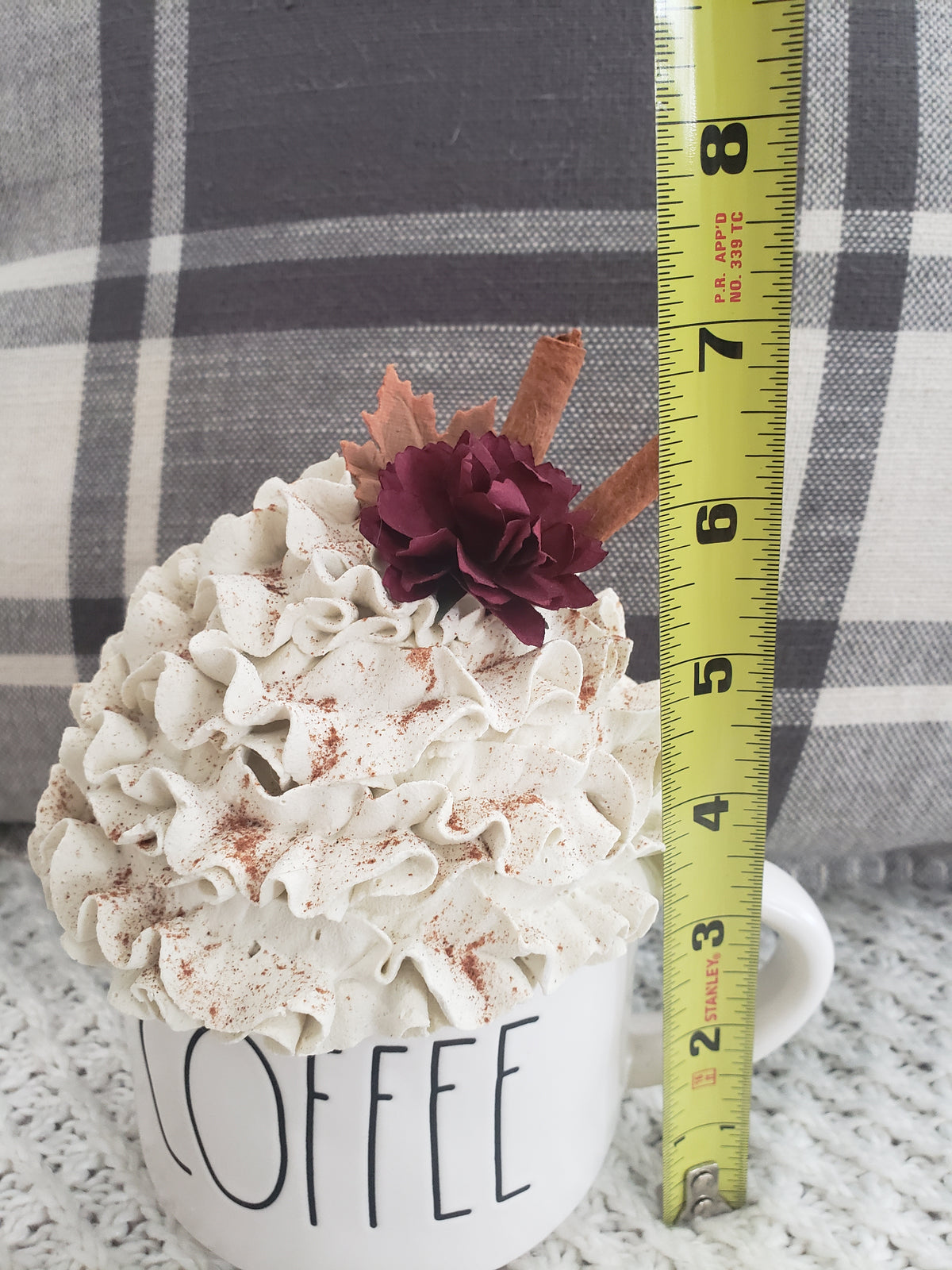 Rae Dunn &quot;Coffee&quot; White Mug &amp; Pip Posh Design Faux Sweet Décor Ivory Whipped Topper Fall Harvest Collection