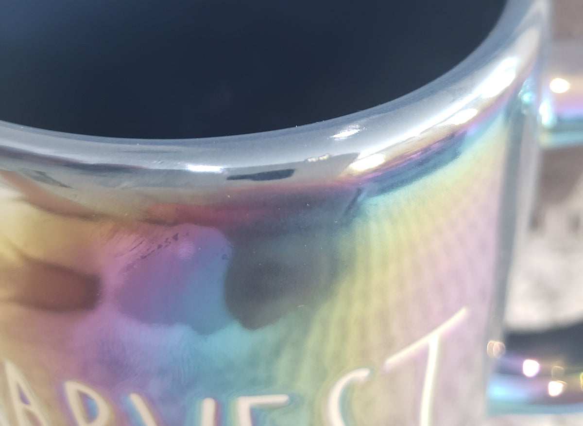 Rae Dunn &quot;Harvest Blessings&quot; Blue Iridescent Mug Collection