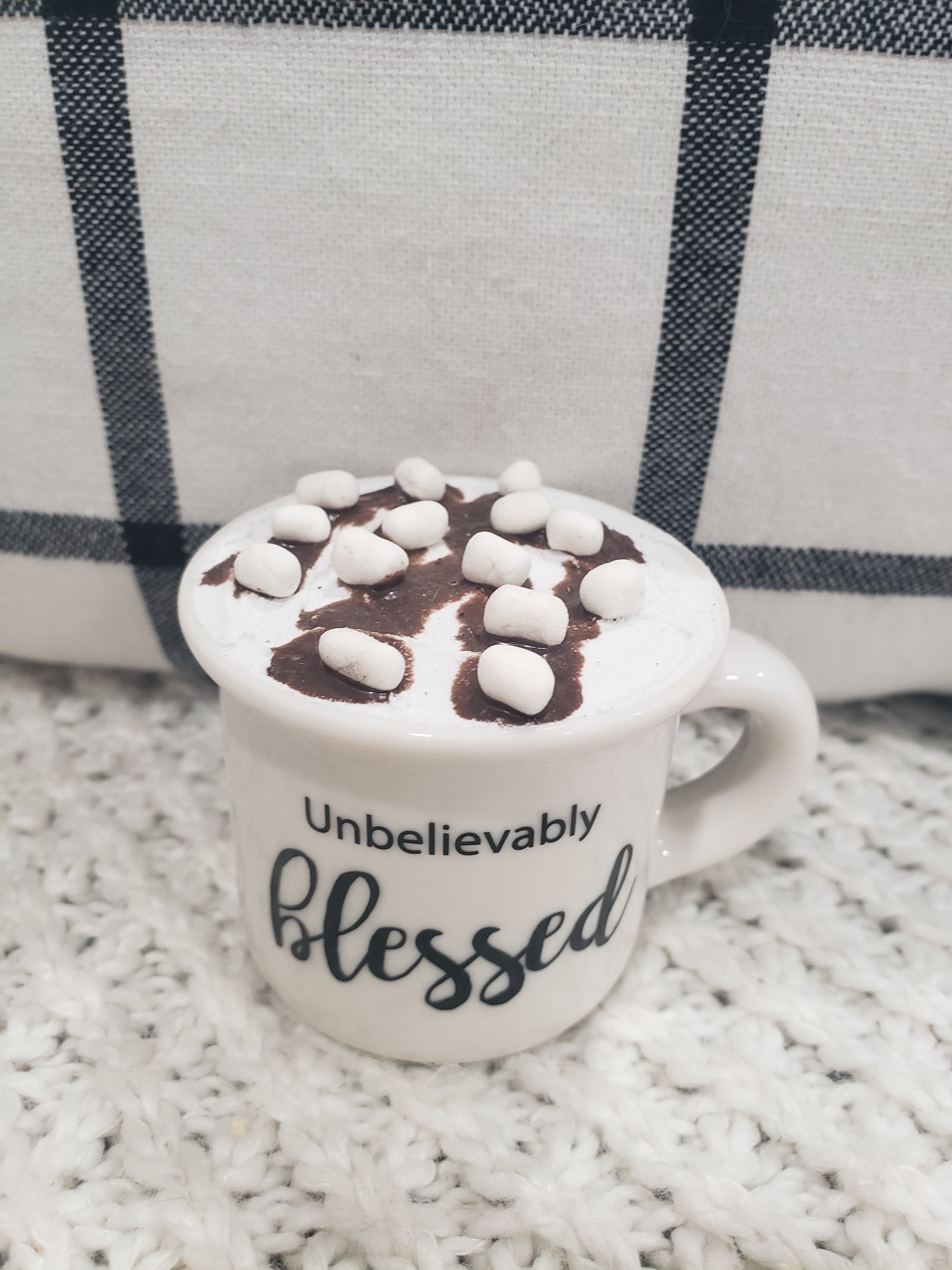 Pip Posh Design Faux Sweet Décor "Unbelievably Blessed" Mini White Hot Chocolate Mug