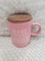 Rae Dunn "Prayer Warrior" Pink Mug & Wooden Lid Warmer Collection