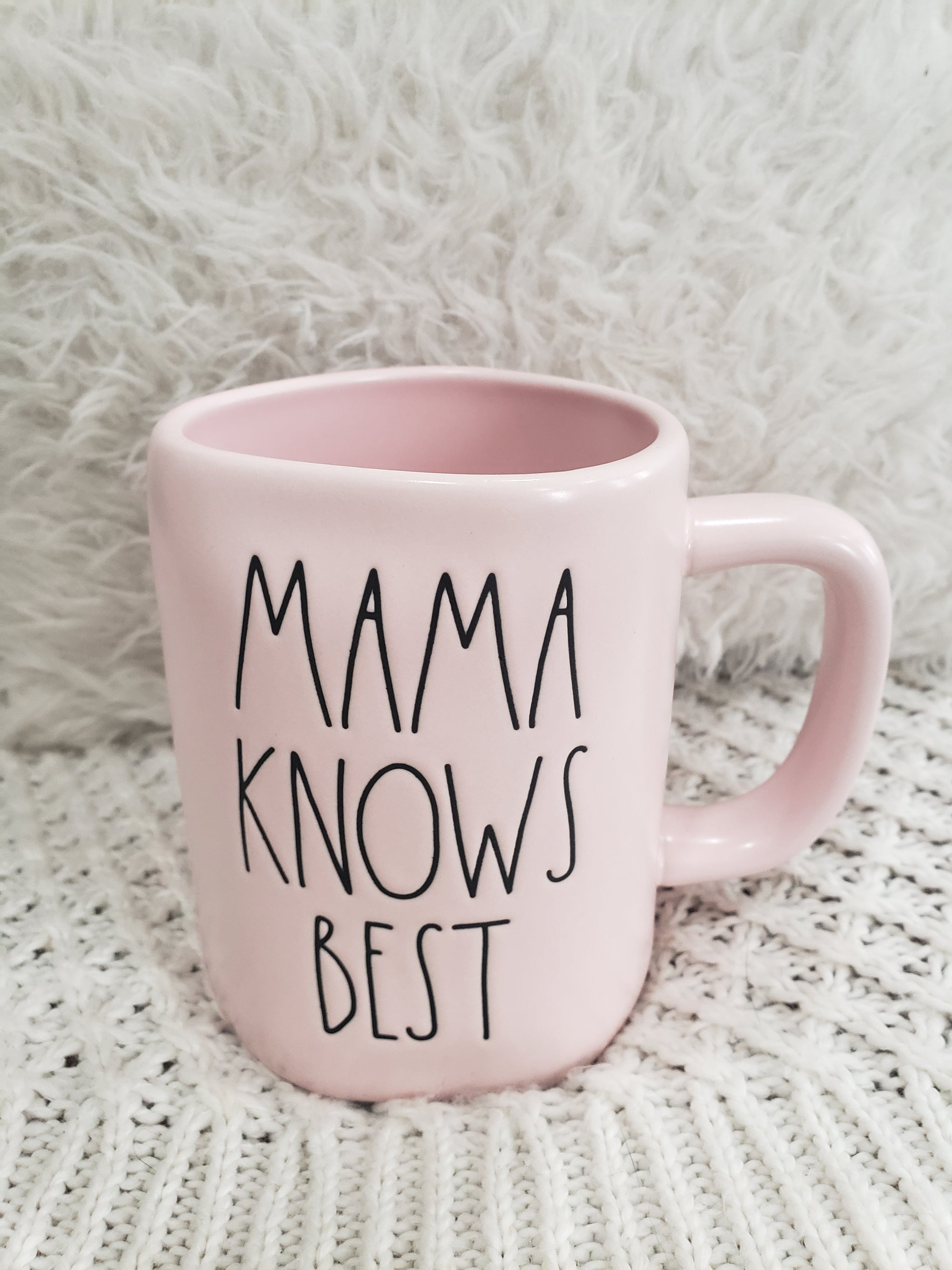 Rae Dunn "Mama Knows Best" Powder Pink Mug Collection