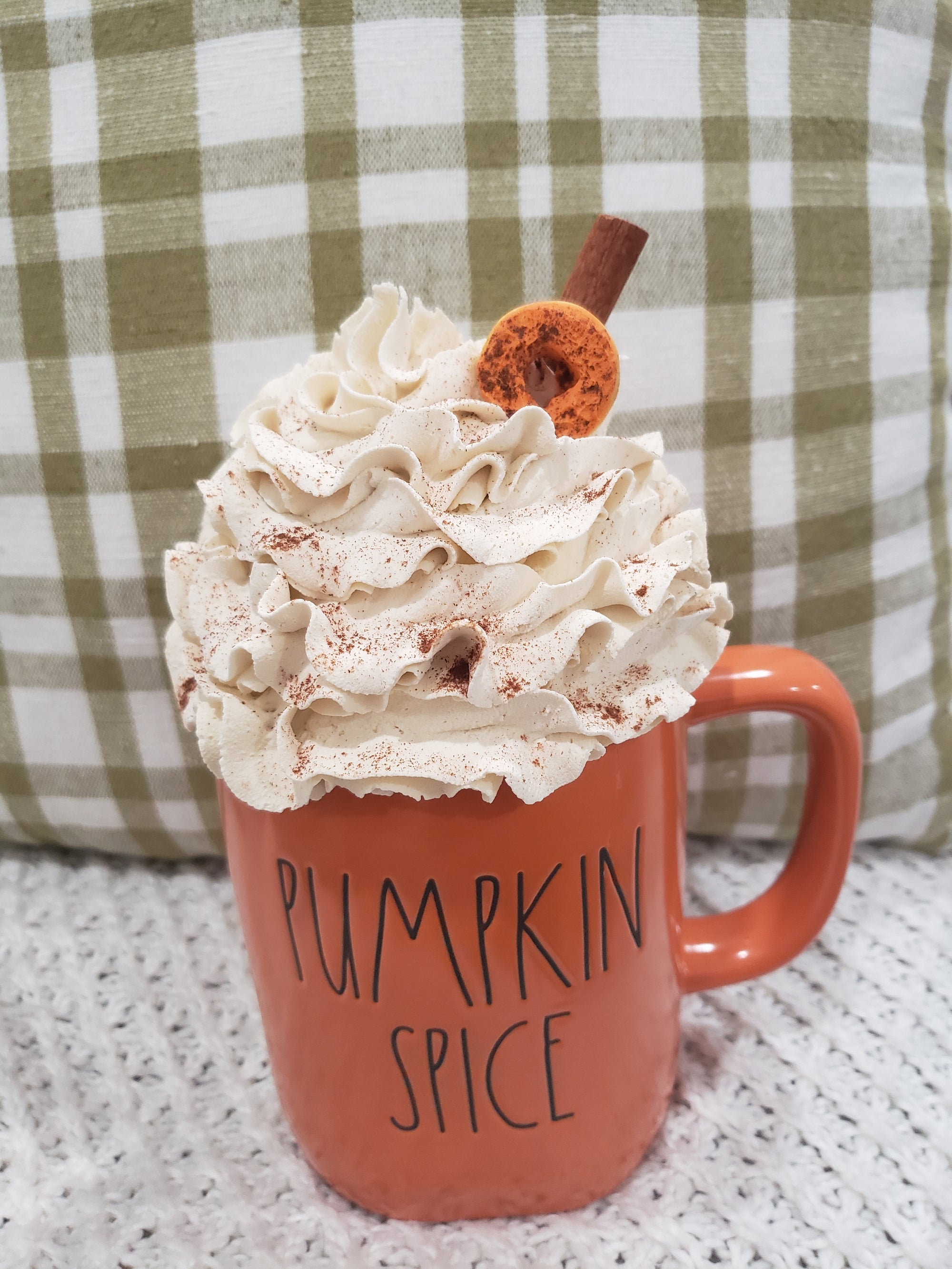 Rae Dunn "Pumpkin Spice & Everything Nice" Double Sided Mug and Pip Posh Design Faux Sweet Décor Ivory Cinnamon Spice Donut Whipped Topper