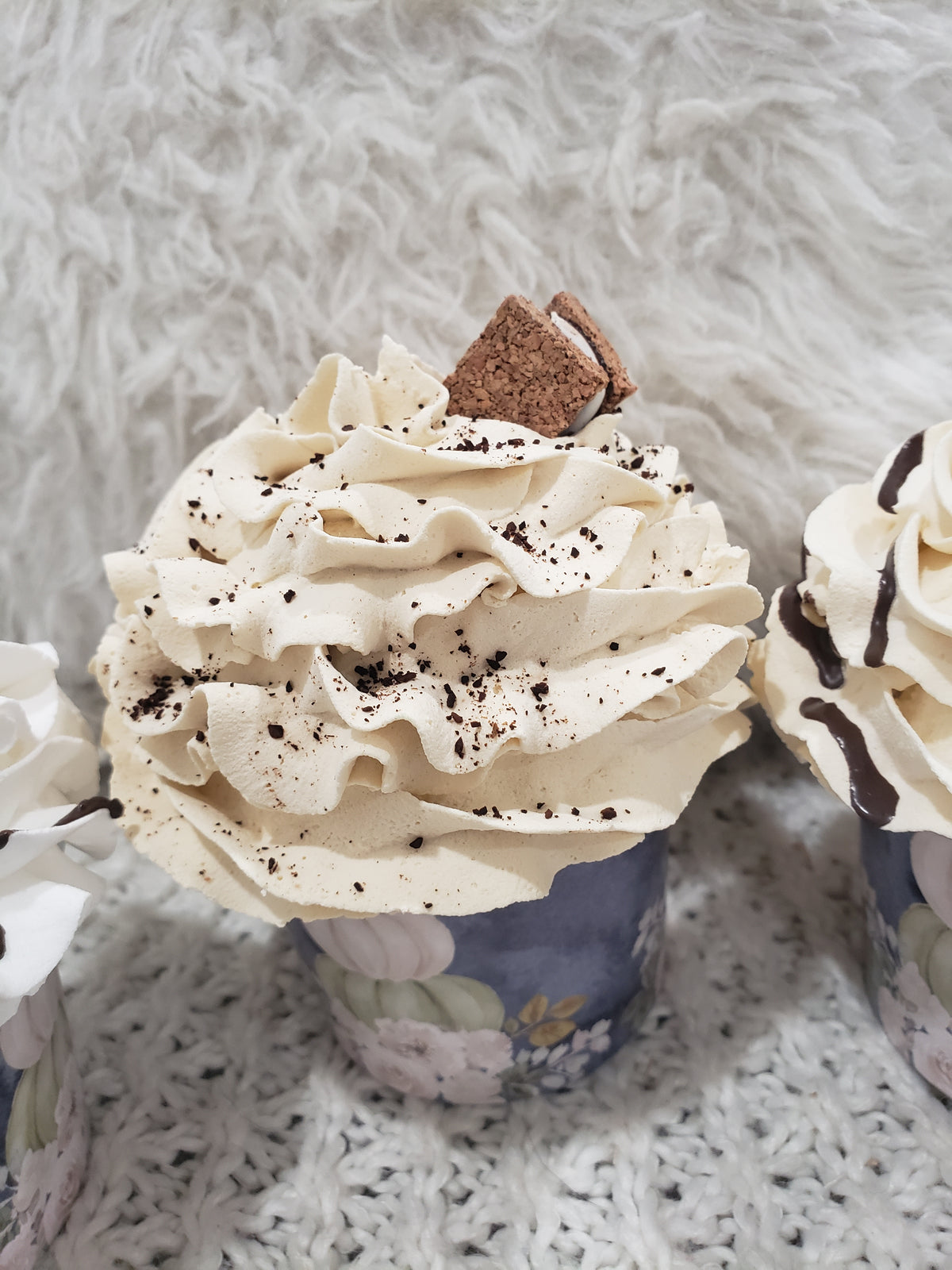 Pip Posh Design Faux Sweet Décor Fall Harvest Pumpkin Whipped Cookie Toppers Cupcake Assortment Set Of 4