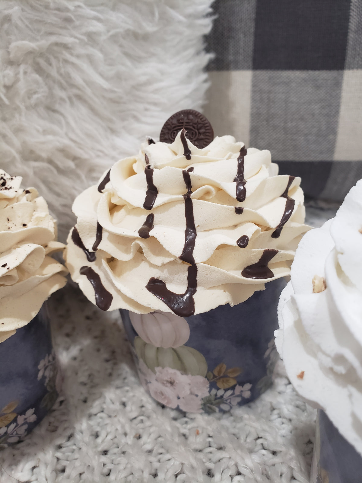 Pip Posh Design Faux Sweet Décor Fall Harvest Pumpkin Whipped Cookie Toppers Cupcake Assortment Set Of 4