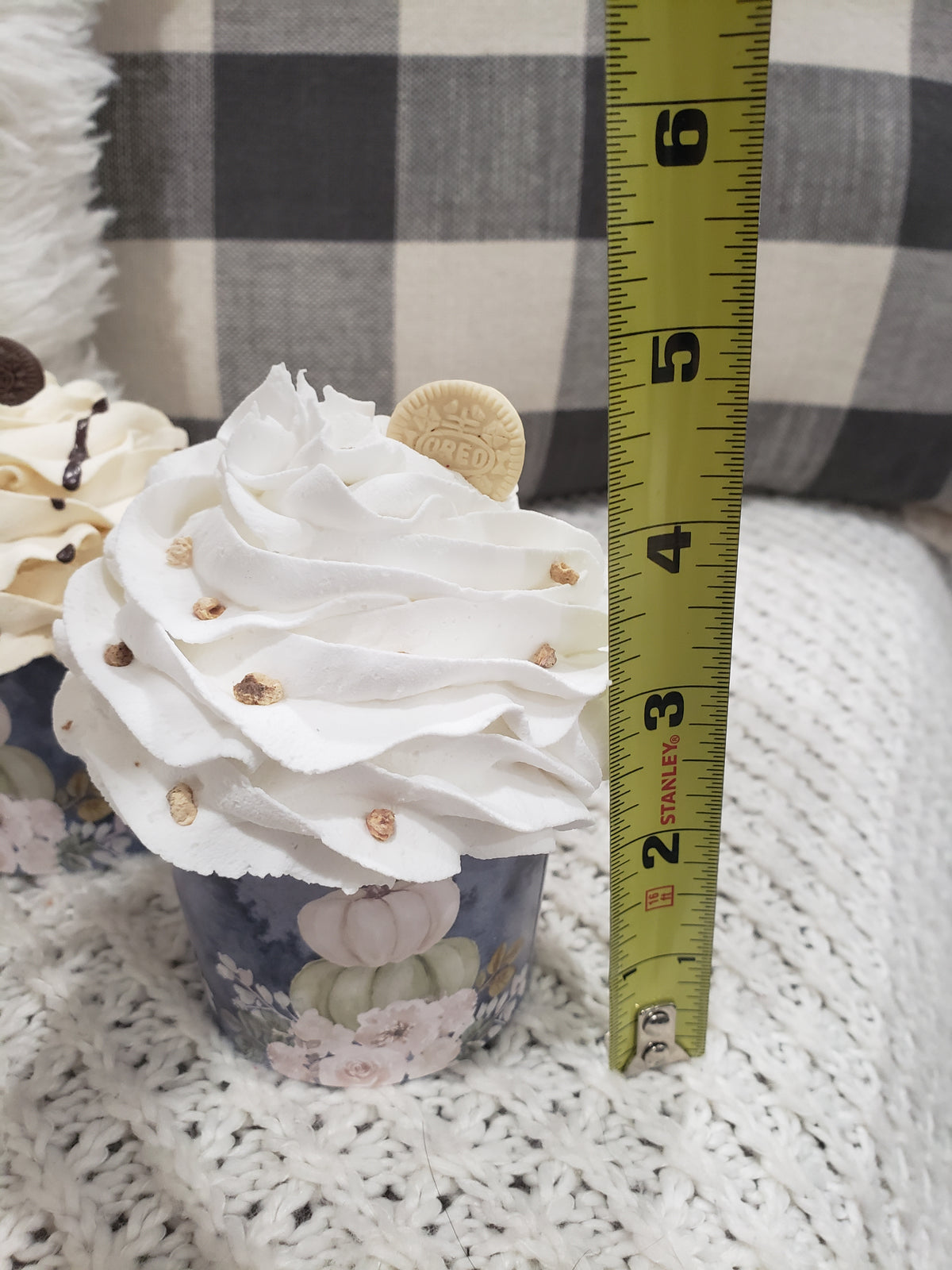 Pip Posh Design Faux Sweet Décor Fall Harvest Pumpkin Whipped Cookie Toppers Cupcake Assortment Set Of 4