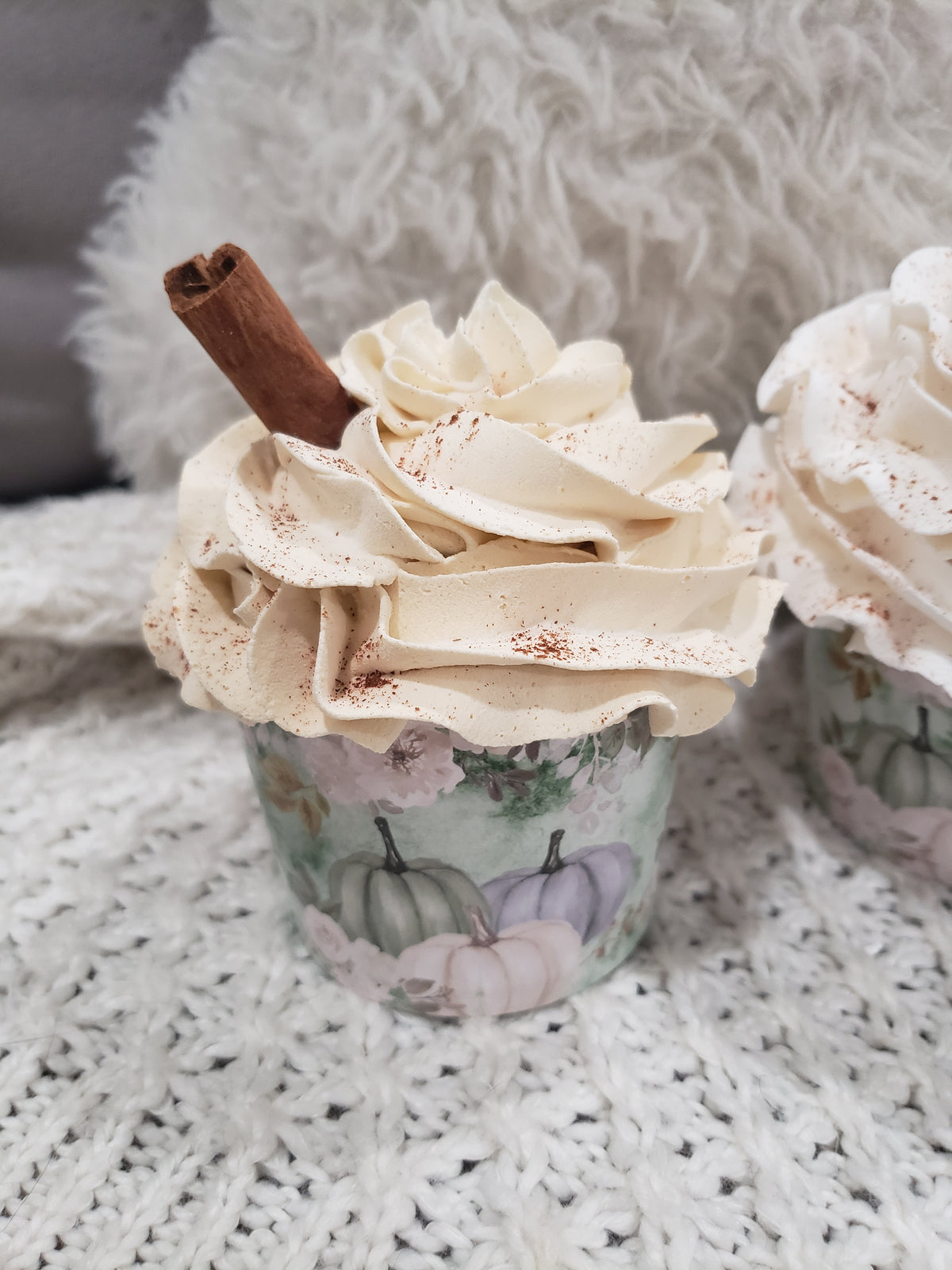 Pip Posh Design Faux Sweet Décor Fall Pumpkin Whipped Sugar Cookie &amp; Cinnamon Toppers Cupcake Assortment Set Of 4