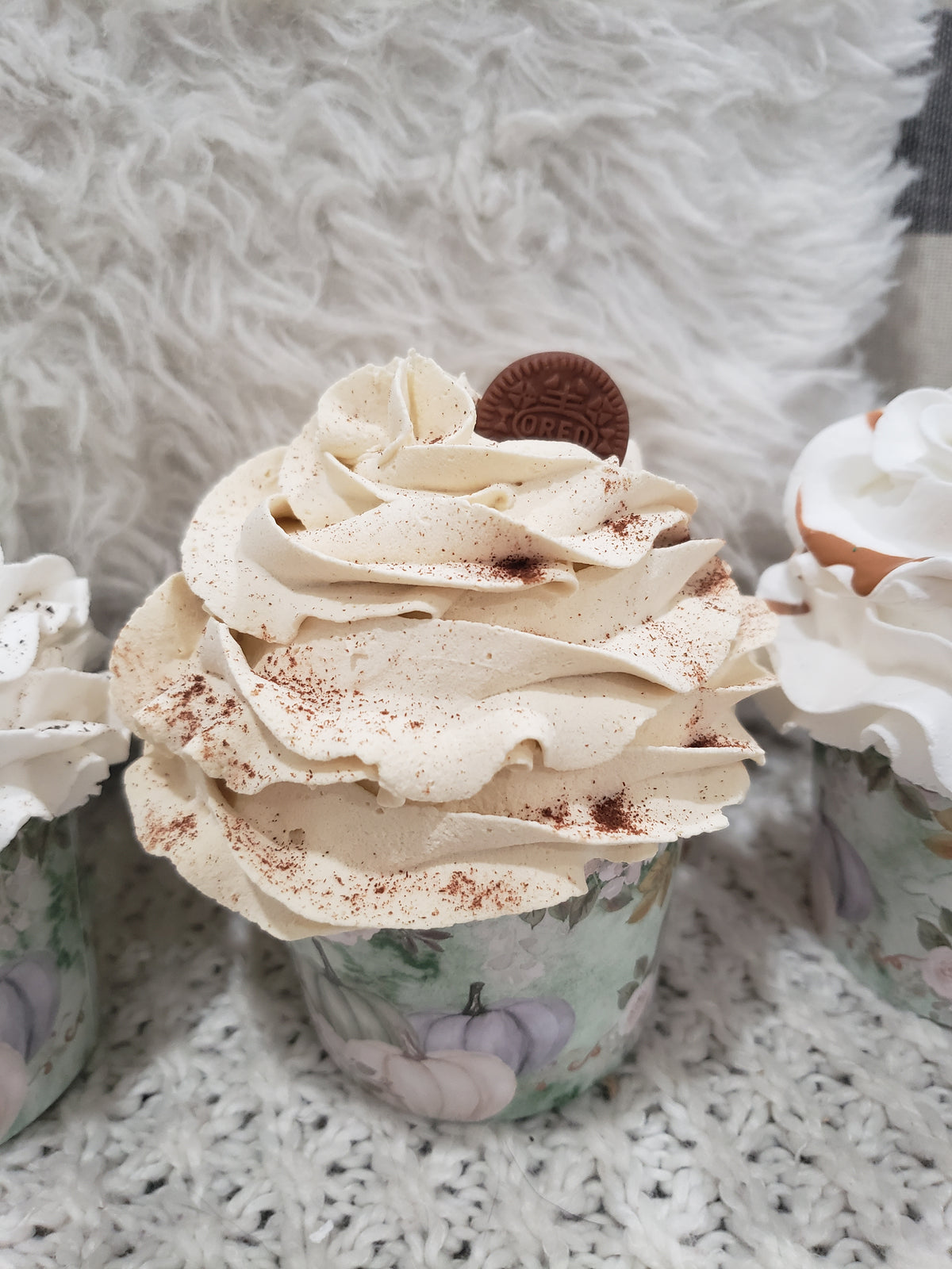 Pip Posh Design Faux Sweet Décor Fall Pumpkin Whipped Cookie Toppers Cupcake Assortment Set Of 4