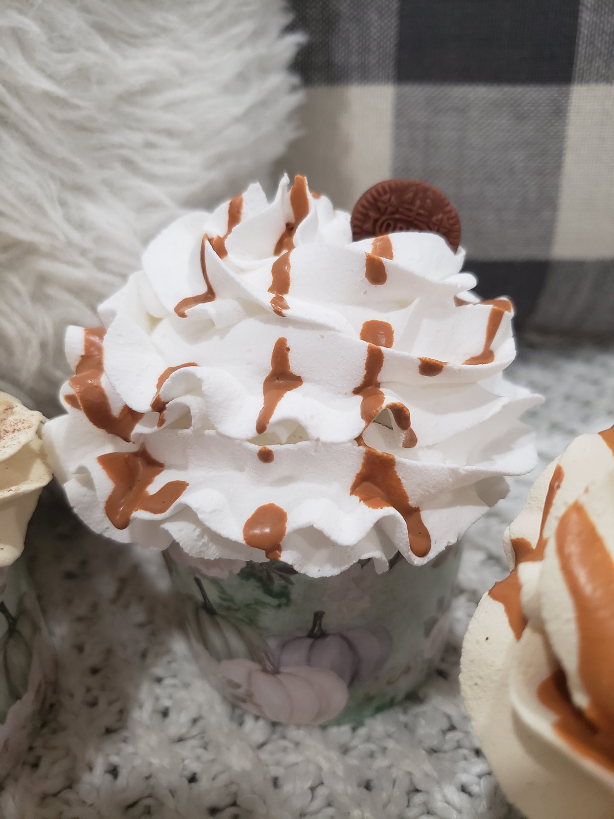 Pip Posh Design Faux Sweet Décor Fall Pumpkin Whipped Cookie Toppers Cupcake Assortment Set Of 4