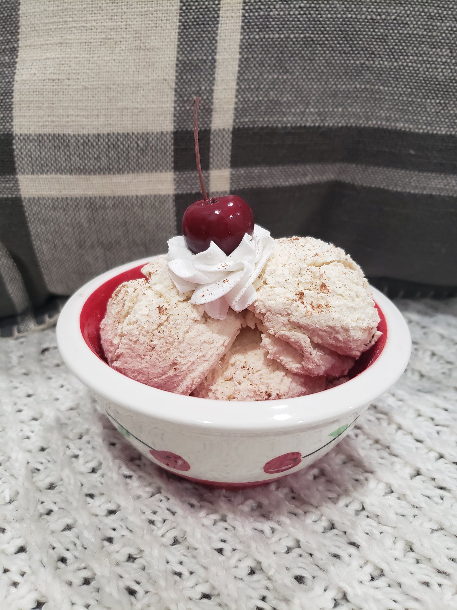 Pip Posh Design Faux Sweet Décor Cherry Bowl & Vanilla Ice Cream Dessert Collection