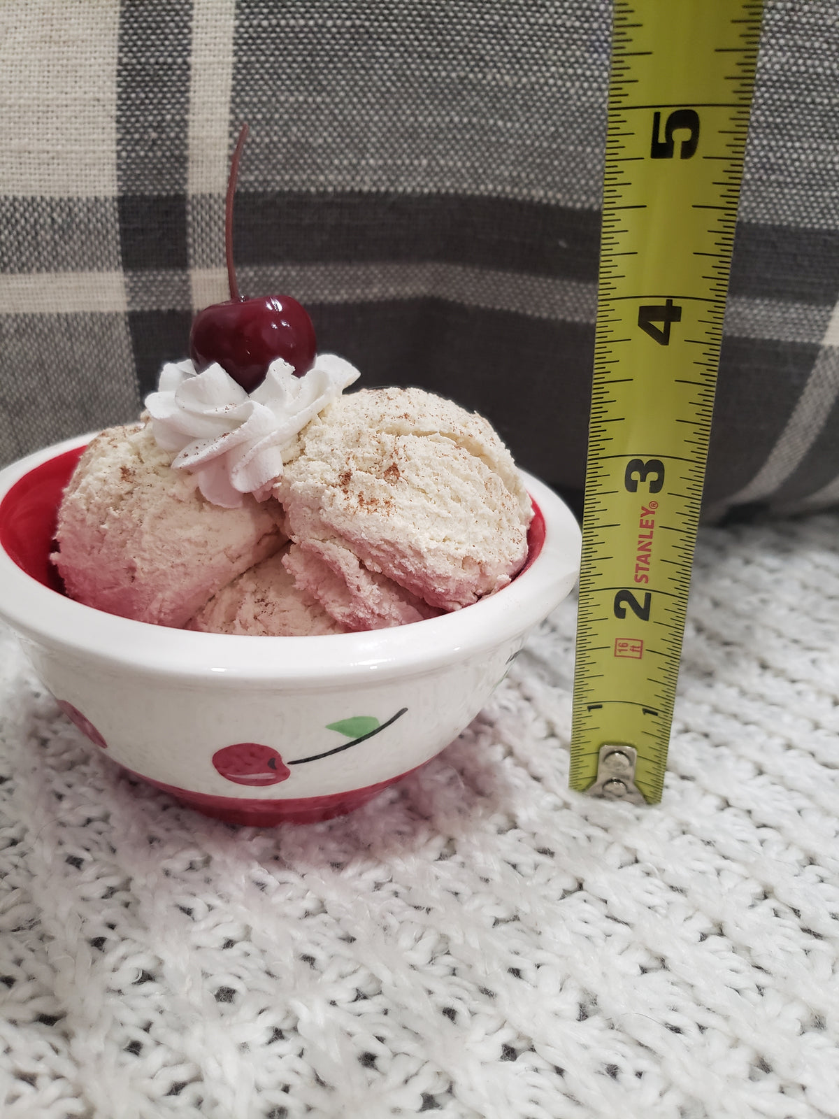Pip Posh Design Faux Sweet Décor Cherry Bowl &amp; Vanilla Ice Cream Dessert Collection