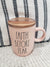 Rae Dunn "Faith Before Fear" Peachy Pink Mug & Wooden Lid Warmer Collection