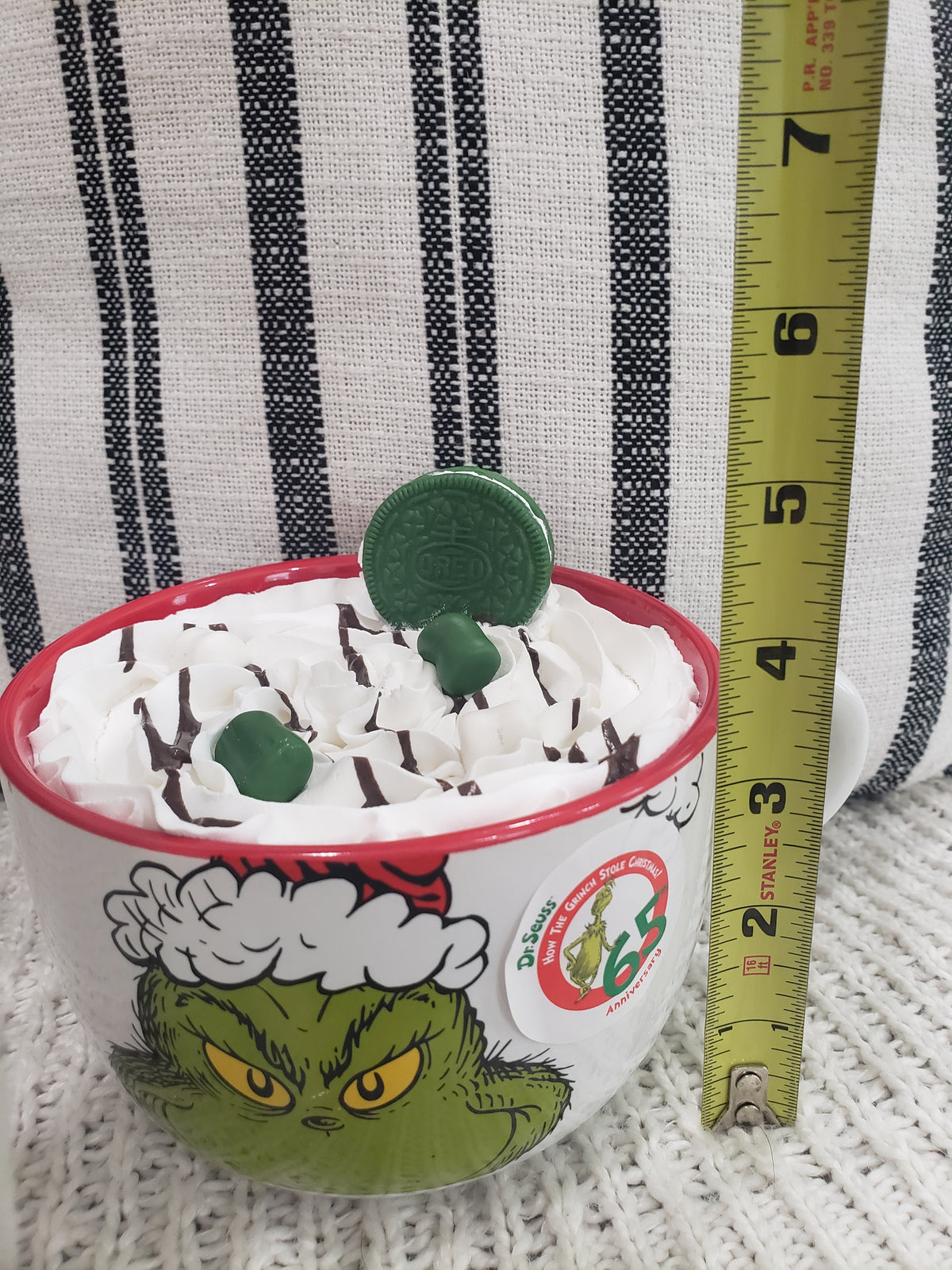 Pip Posh Design Faux Sweet Décor &quot;Grinch&quot; Holiday Mug &amp; Hot Chocolate Whipped Topper