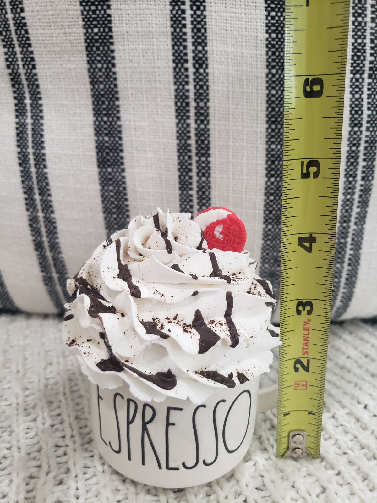 Rae Dunn &quot;Espresso&quot; White Mini Mug &amp; Pip Posh Design Faux Sweet Décor Chocolate Oreo Peppermint Cookie