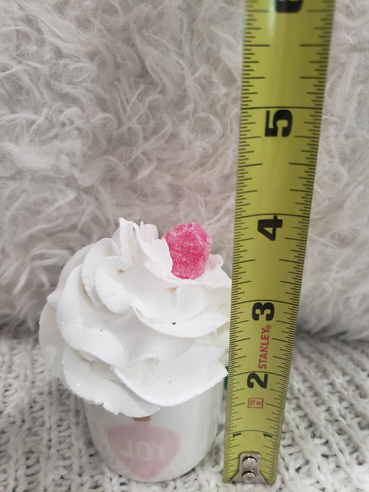 Pip Posh Design Faux Sweet Décor &quot;Joy&quot; Mini Mug &amp; White Whipped Gumdrop Topper Holiday Collection