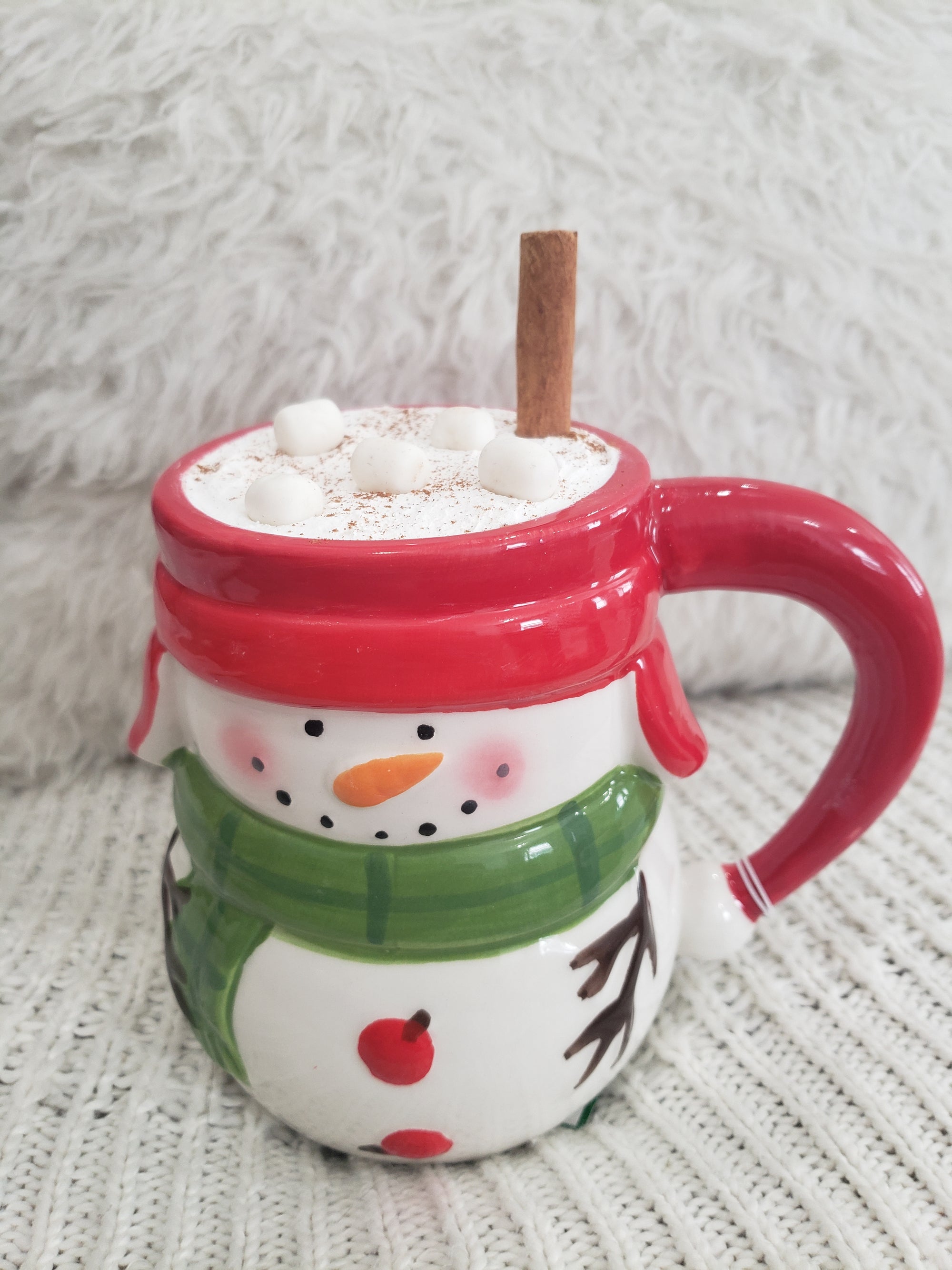 Pip Posh Design Faux Sweet Décor Snowman Mug & Cinnamon Hot Chocolate Topper Holiday Collection