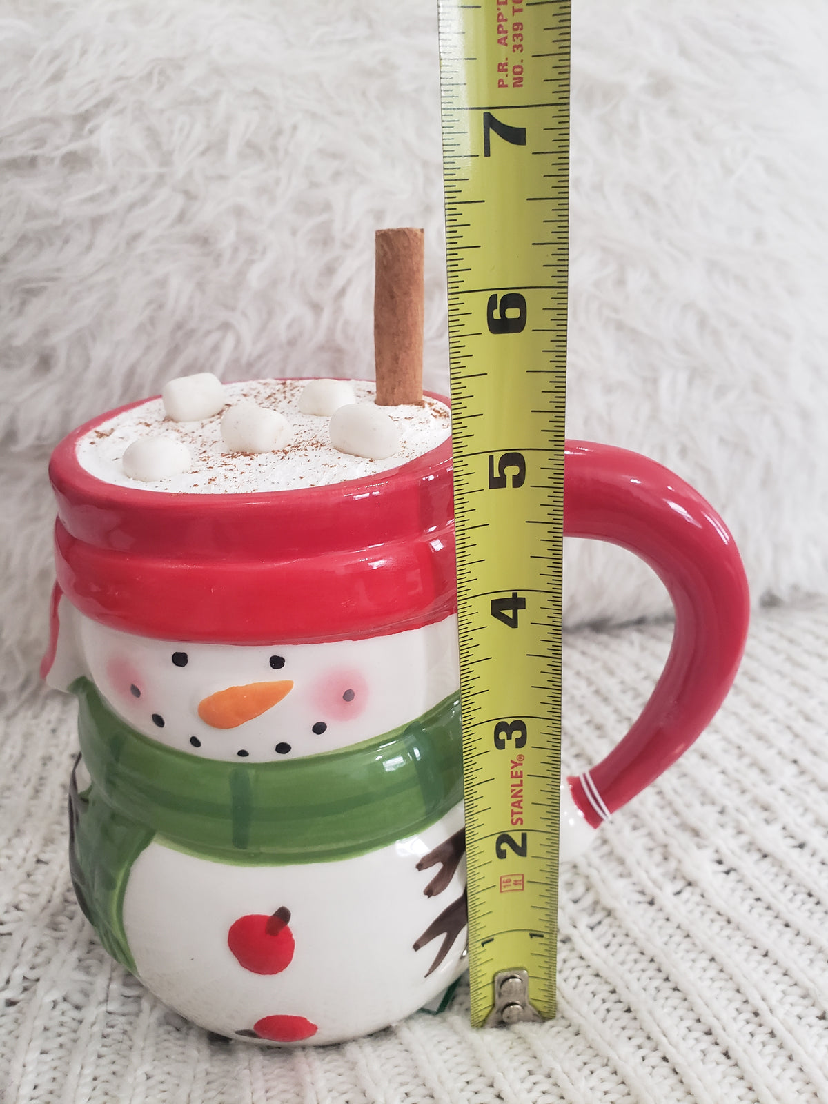 Pip Posh Design Faux Sweet Décor Snowman Mug &amp; Cinnamon Hot Chocolate Topper Holiday Collection