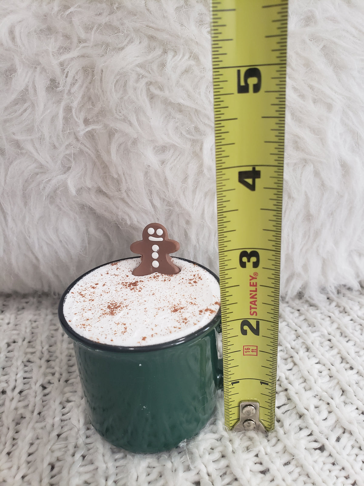 Pip Posh Design Faux Sweet Décor Mini Green Mug &amp; Hot Chocolate Gingerbread Man Topper Holiday Collection