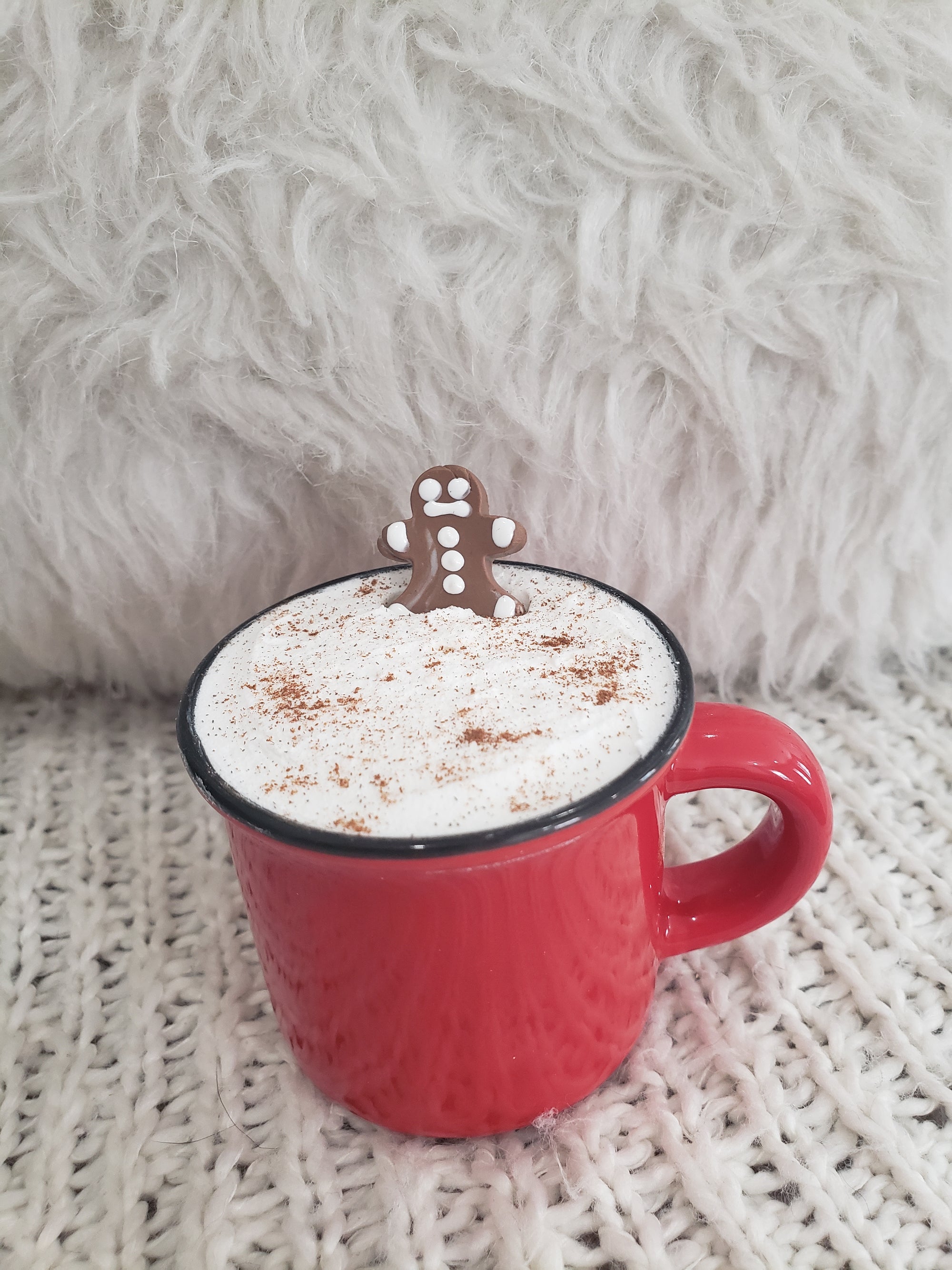 Pip Posh Design Faux Sweet Décor Mini Red Mug & Gingerbread Man Hot Chocolate Topper Holiday Collection