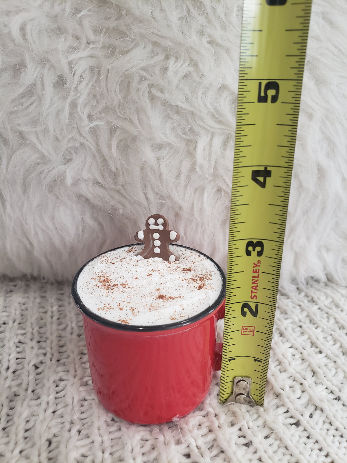 Pip Posh Design Faux Sweet Décor Mini Red Mug &amp; Gingerbread Man Hot Chocolate Topper Holiday Collection