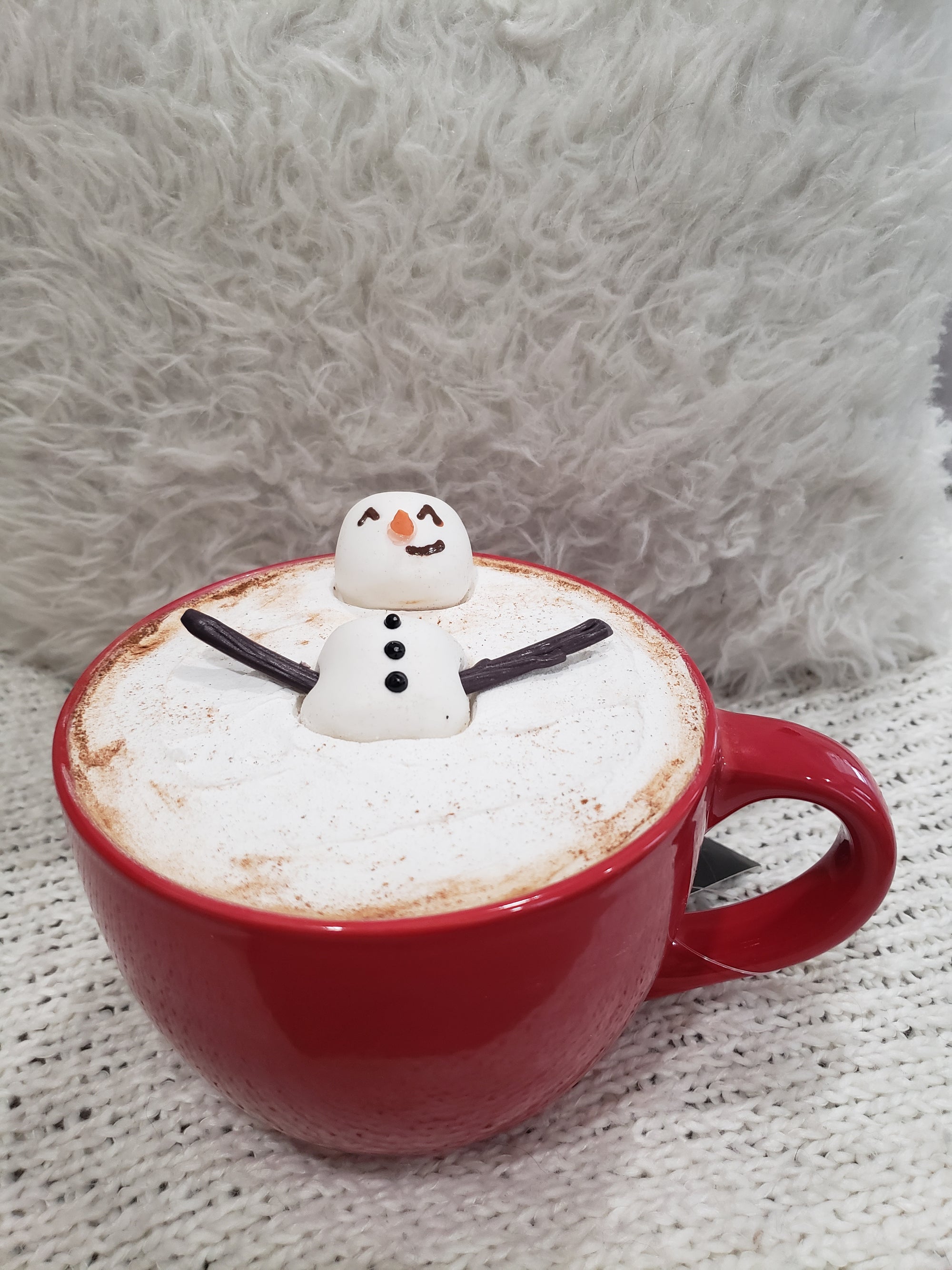 Pip Posh Design Faux Sweet Décor Snowman In Hot Cocoa Red Mug Holiday Collection