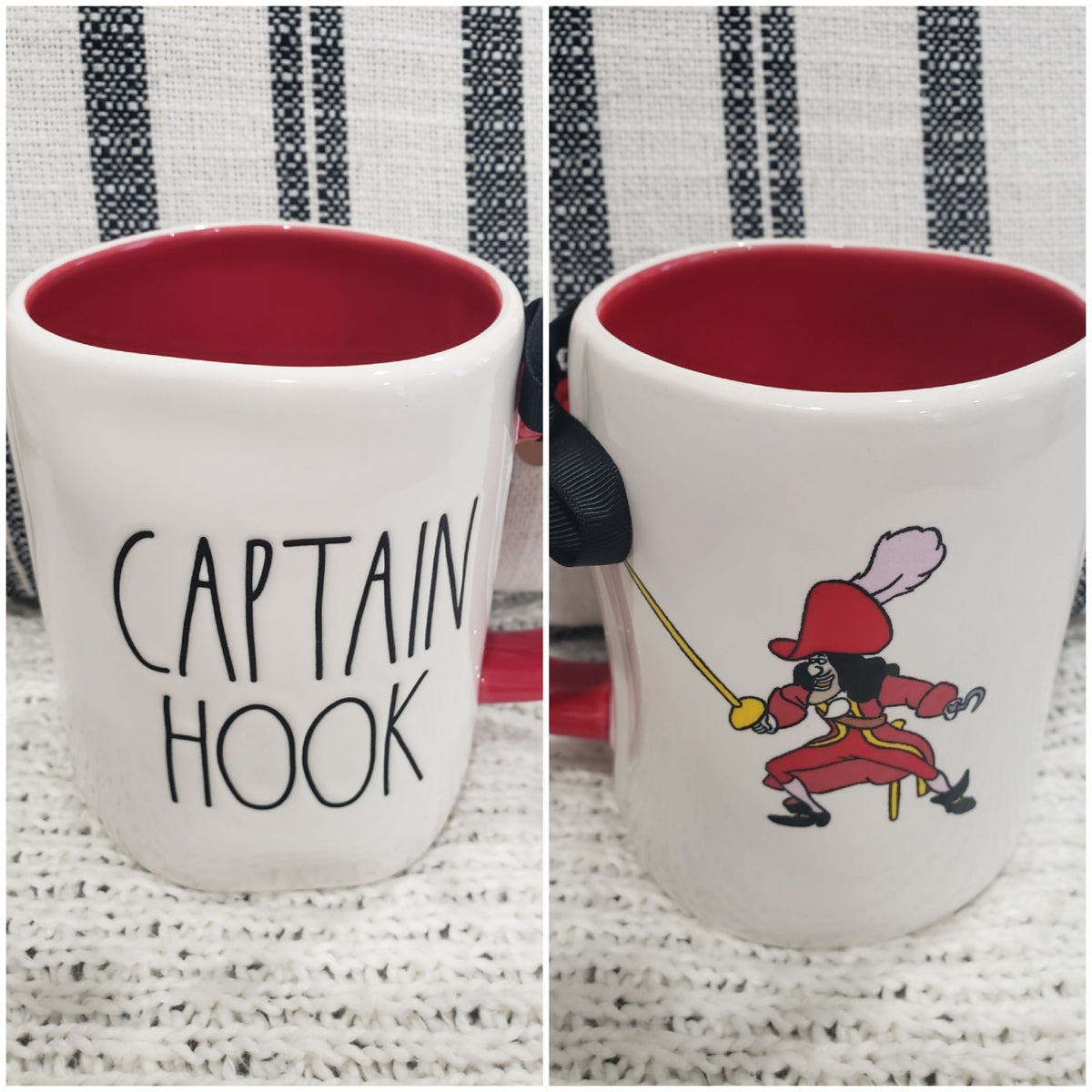 Rae Dunn &quot;Captain Hook&quot; Double Sided Mug Disney&#39;s Peter Pan Collection