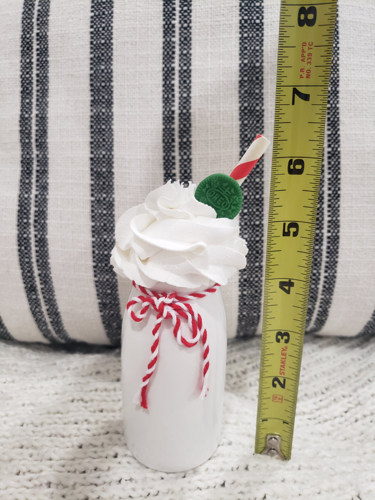 Pip Posh Design Faux Sweet Décor Mini White Jar &amp; White Whipped Green Oreo Topper Holiday Collection