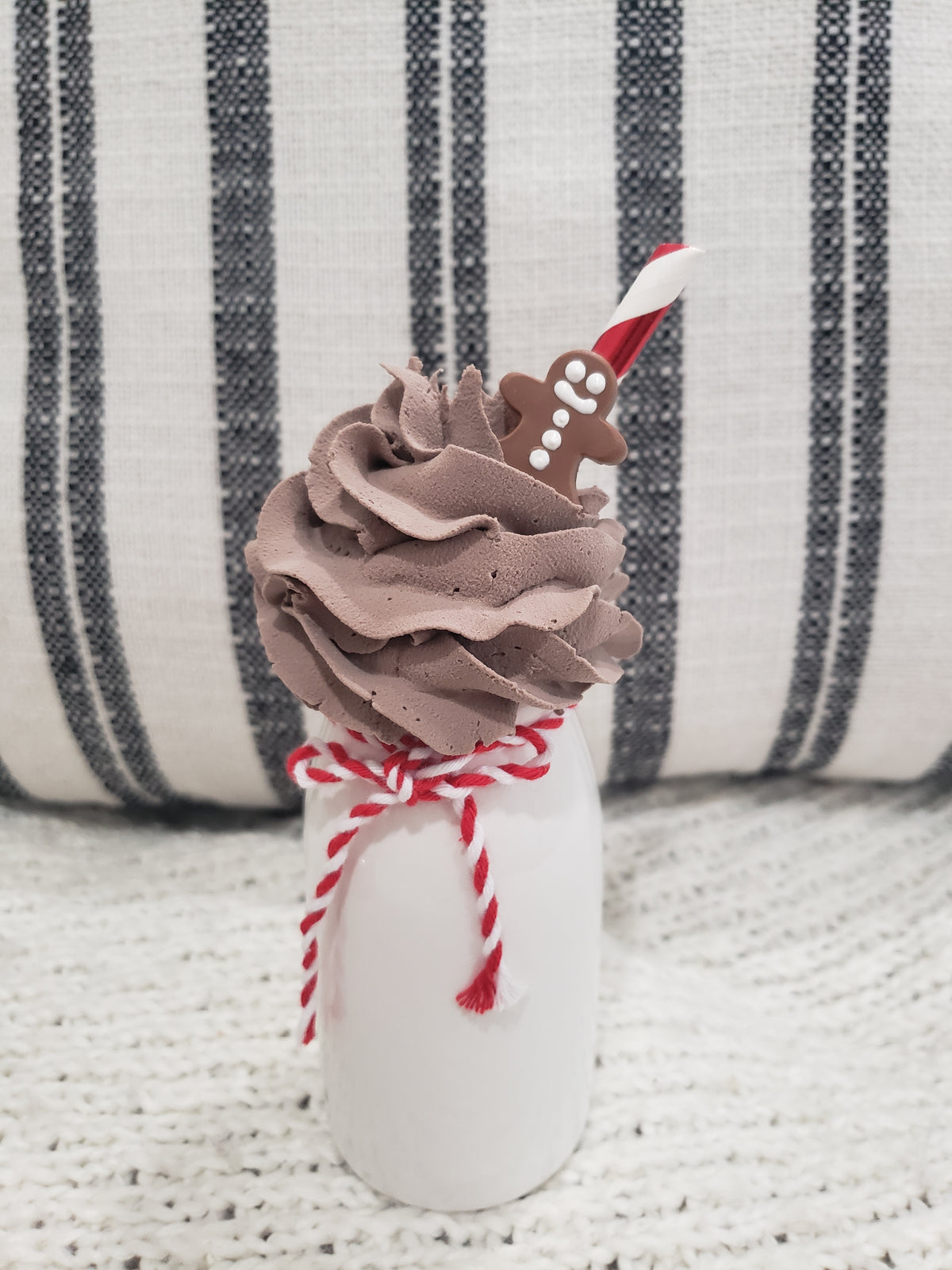 Pip Posh Design Faux Sweet Décor Mini White Jar &amp; Chocolate Whipped Gingerbread Topper Holiday Collection