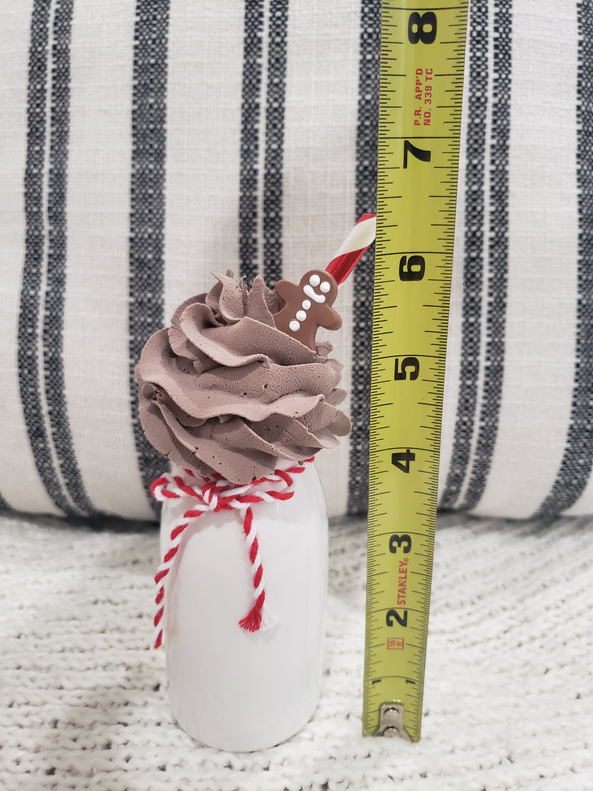 Pip Posh Design Faux Sweet Décor Mini White Jar &amp; Chocolate Whipped Gingerbread Topper Holiday Collection