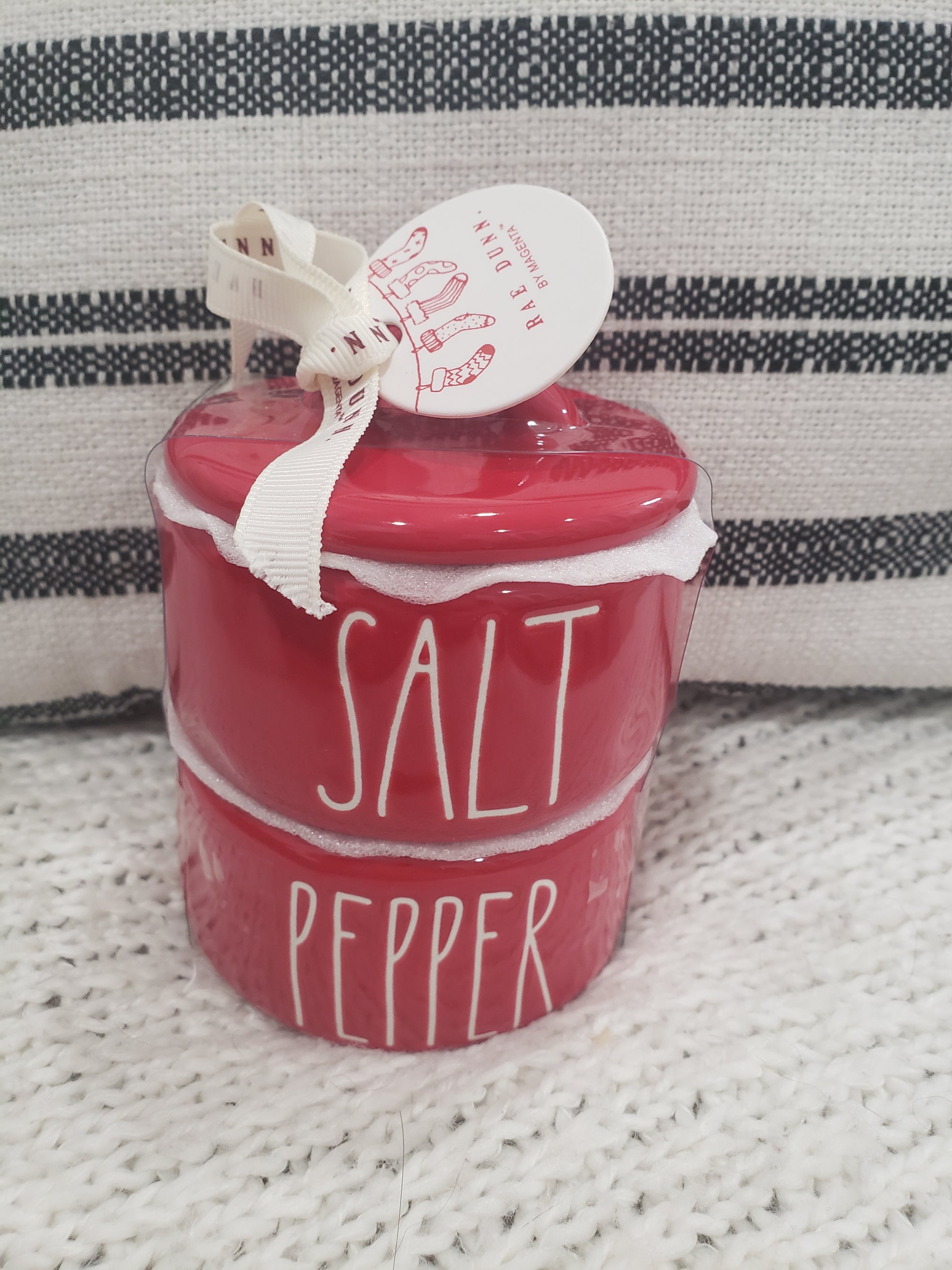 Rae Dunn "Salt & Pepper" Red Mini Stackable Jar Holiday Collection