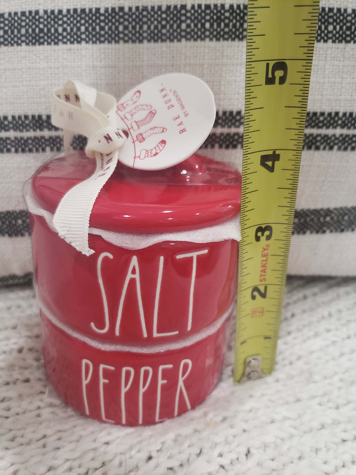 Rae Dunn &quot;Salt &amp; Pepper&quot; Red Mini Stackable Jar Holiday Collection