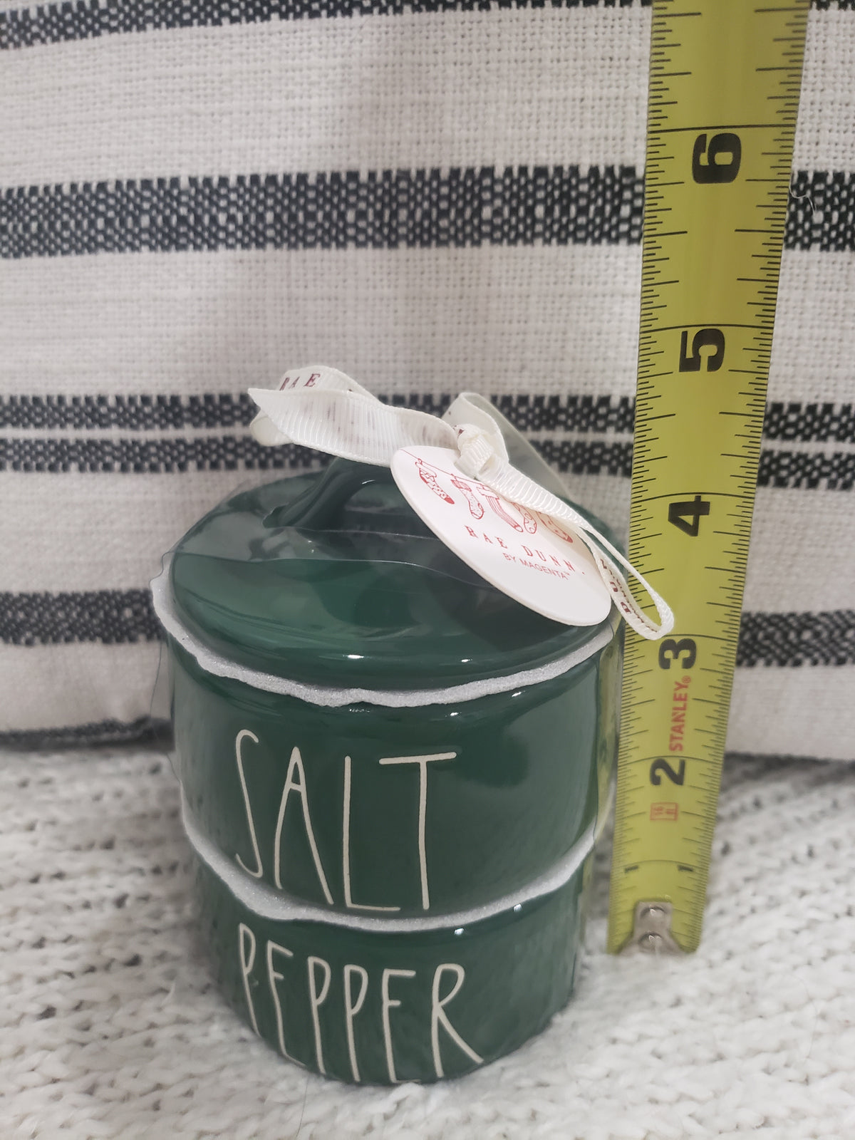 Rae Dunn &quot;Salt &amp; Pepper&quot; Green Mini Stackable Jar Holiday Collection