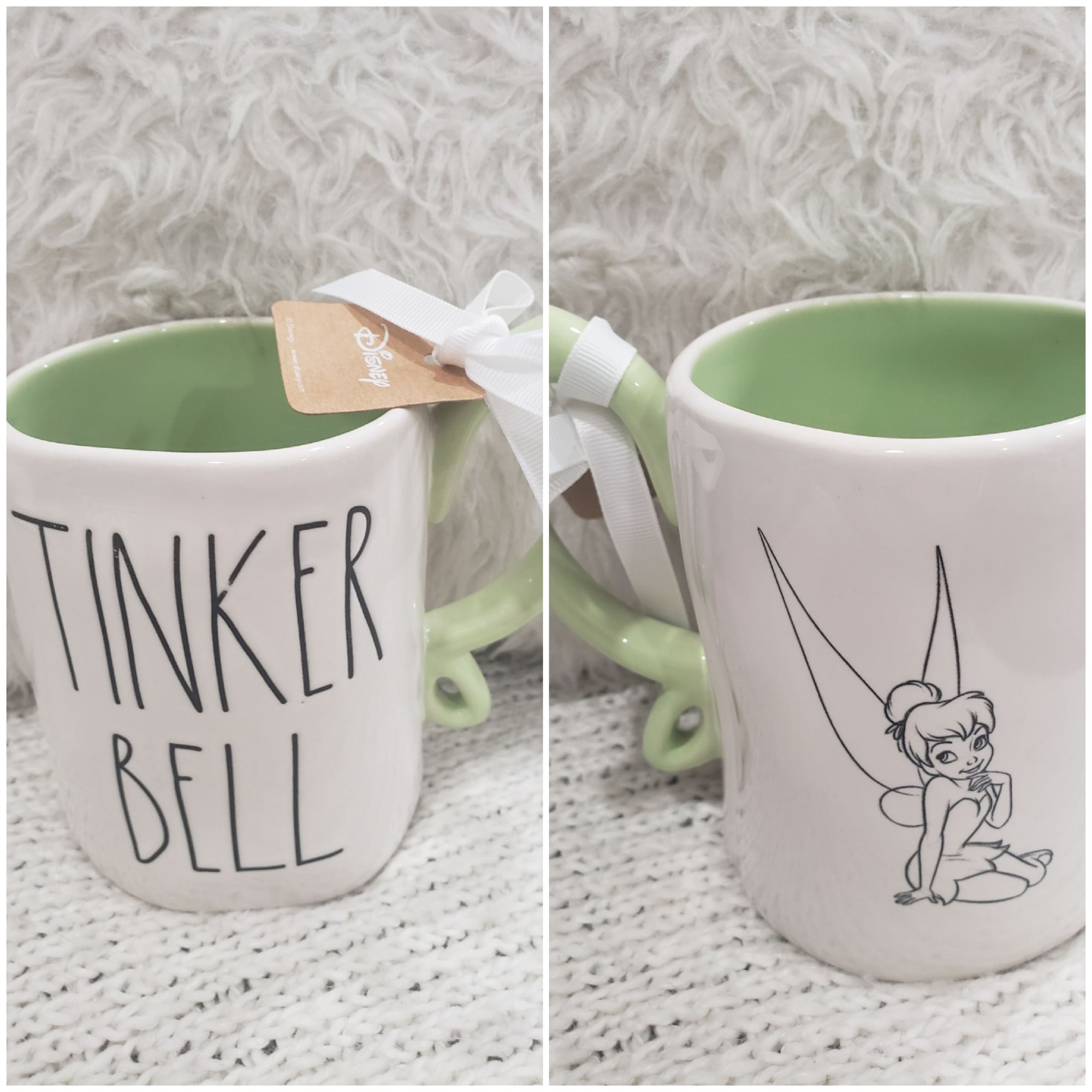 Rae Dunn "Tinker Bell" Tinker Bell Double Sided Mug Disney's Peter Pan Collection